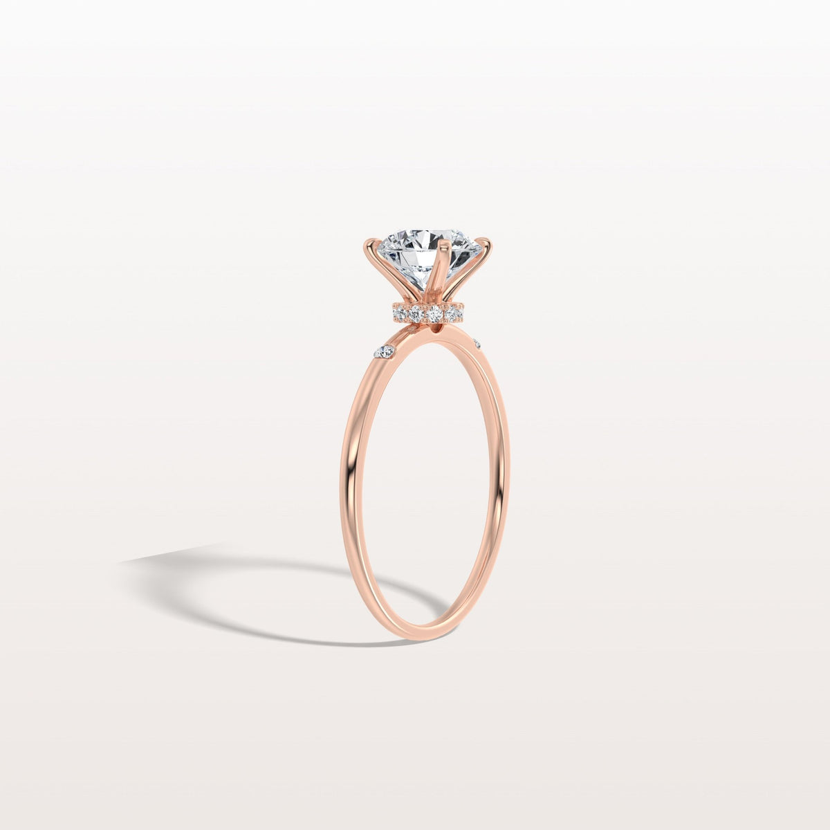 1CT Hidden Halo Lab Diamond Engagement Ring with Side Accents - Rings