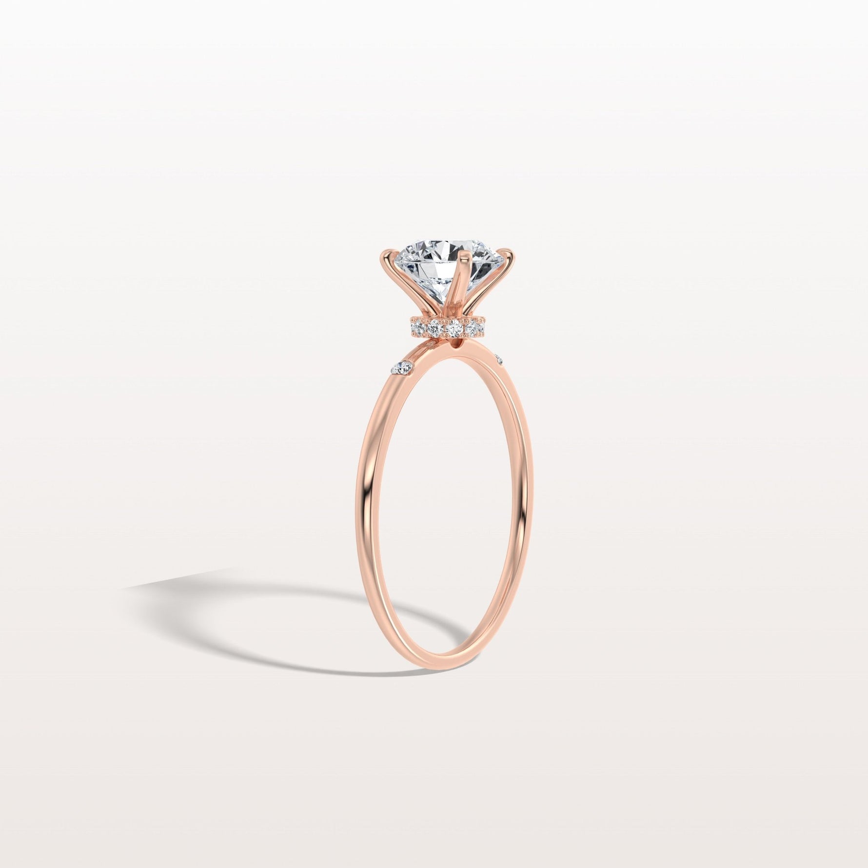 1CT Hidden Halo Lab Diamond Engagement Ring with Side Accents - Rings
