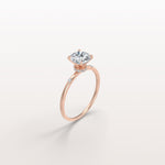 1CT Hidden Halo Lab Diamond Engagement Ring with Side Accents - Rings