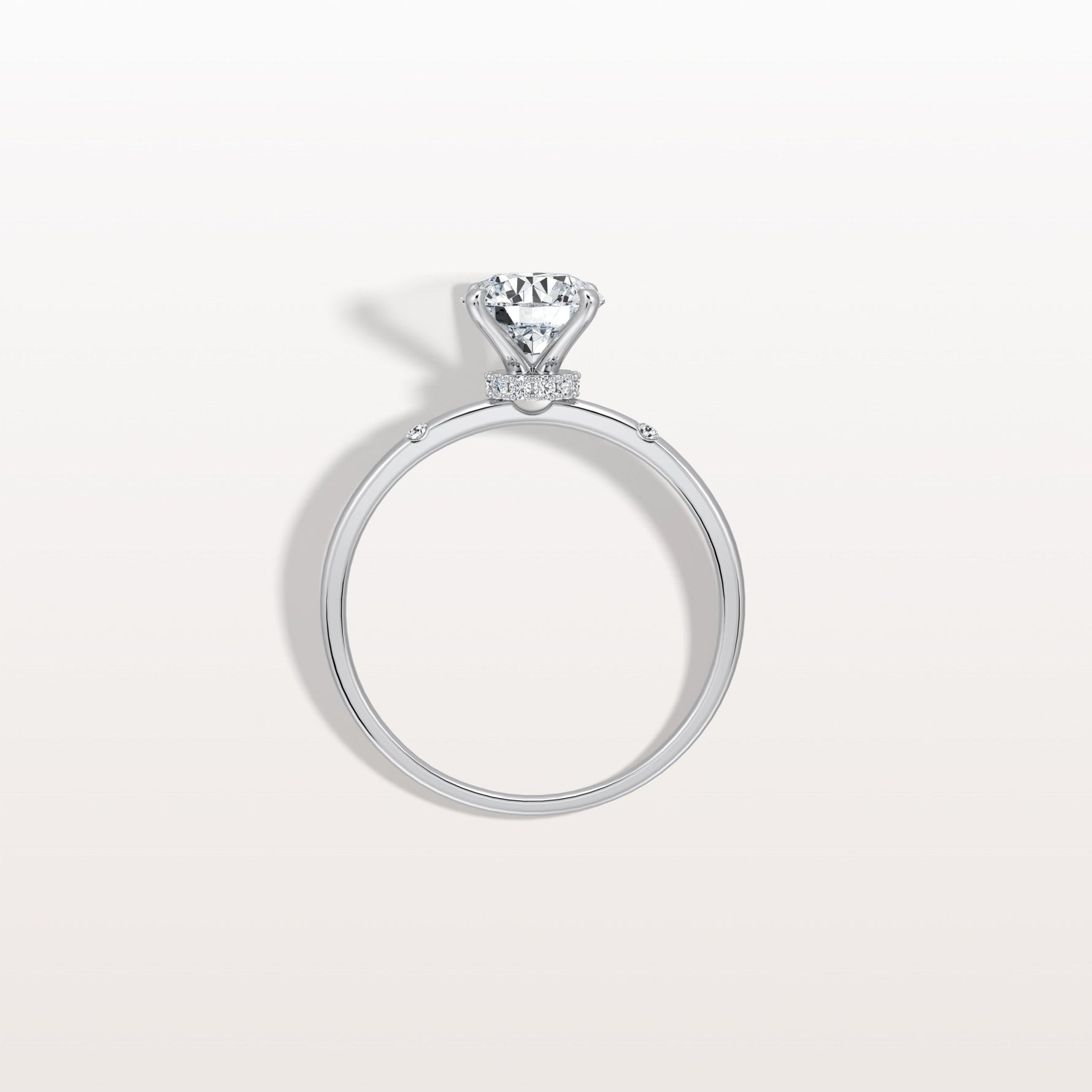 1CT Hidden Halo Lab Diamond Engagement Ring with Side Accents - Rings