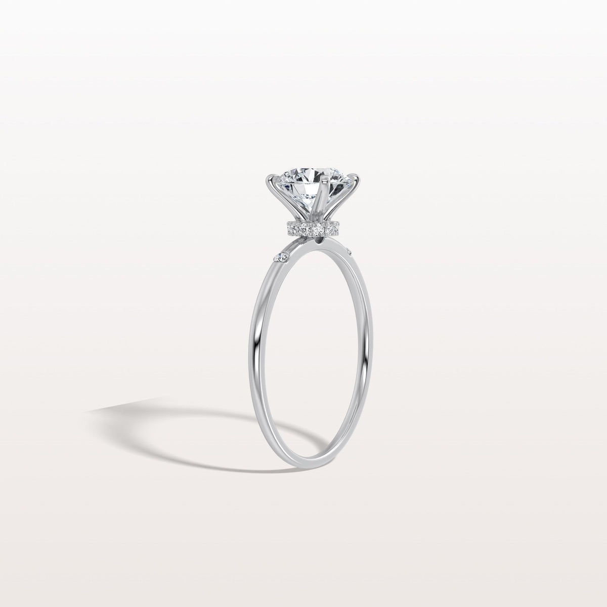 1CT Hidden Halo Lab Diamond Engagement Ring with Side Accents - Rings