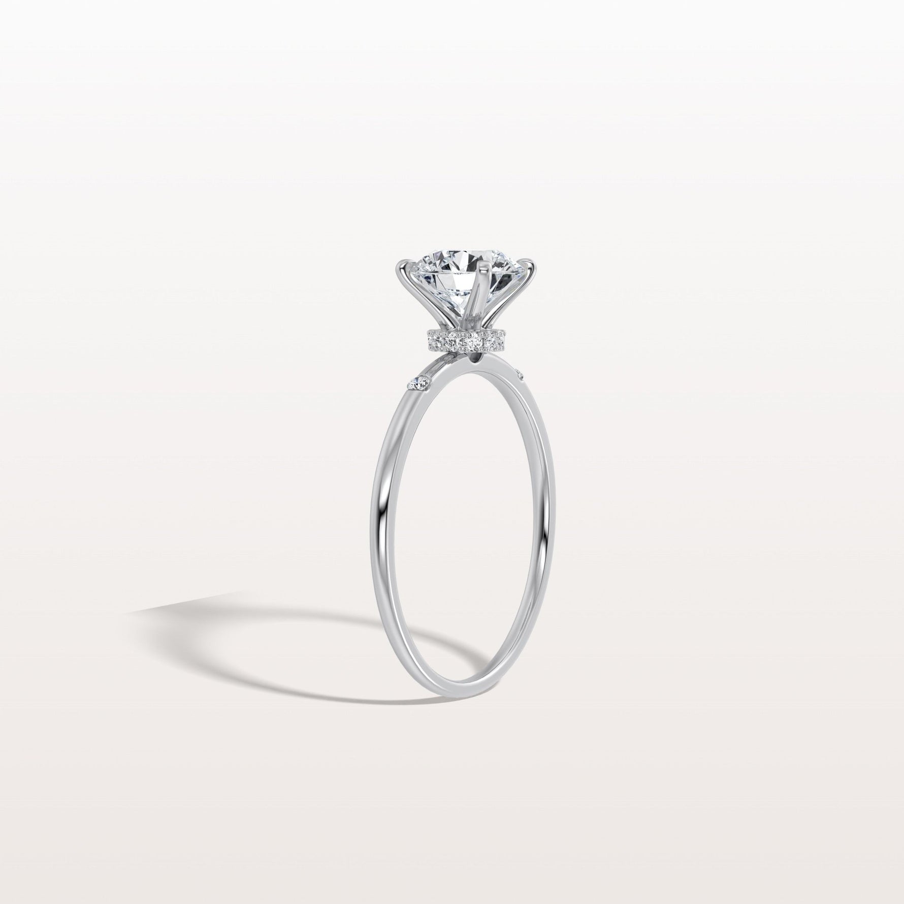 1CT Hidden Halo Lab Diamond Engagement Ring with Side Accents - Rings
