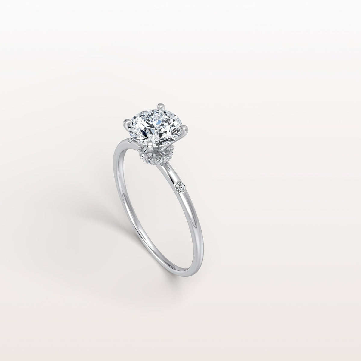 1CT Hidden Halo Lab Diamond Engagement Ring with Side Accents - Rings