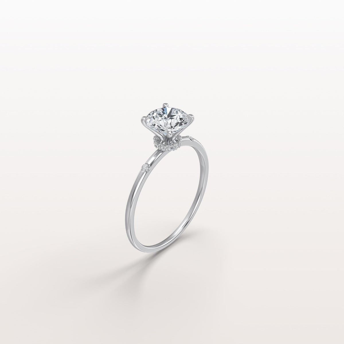 1CT Hidden Halo Lab Diamond Engagement Ring with Side Accents - Rings