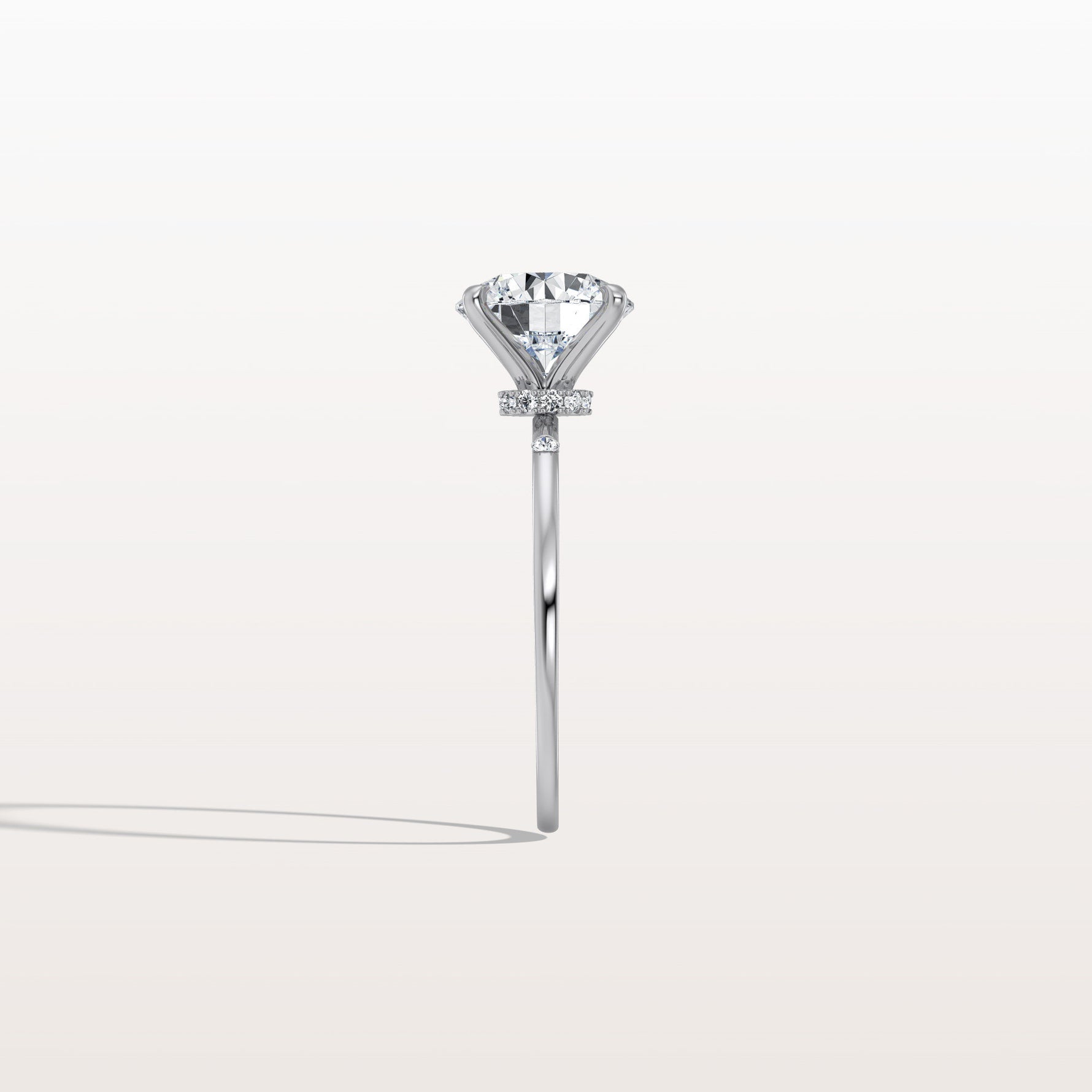 2CT Hidden Halo Lab Diamond Engagement Ring With Side Accents - Rings