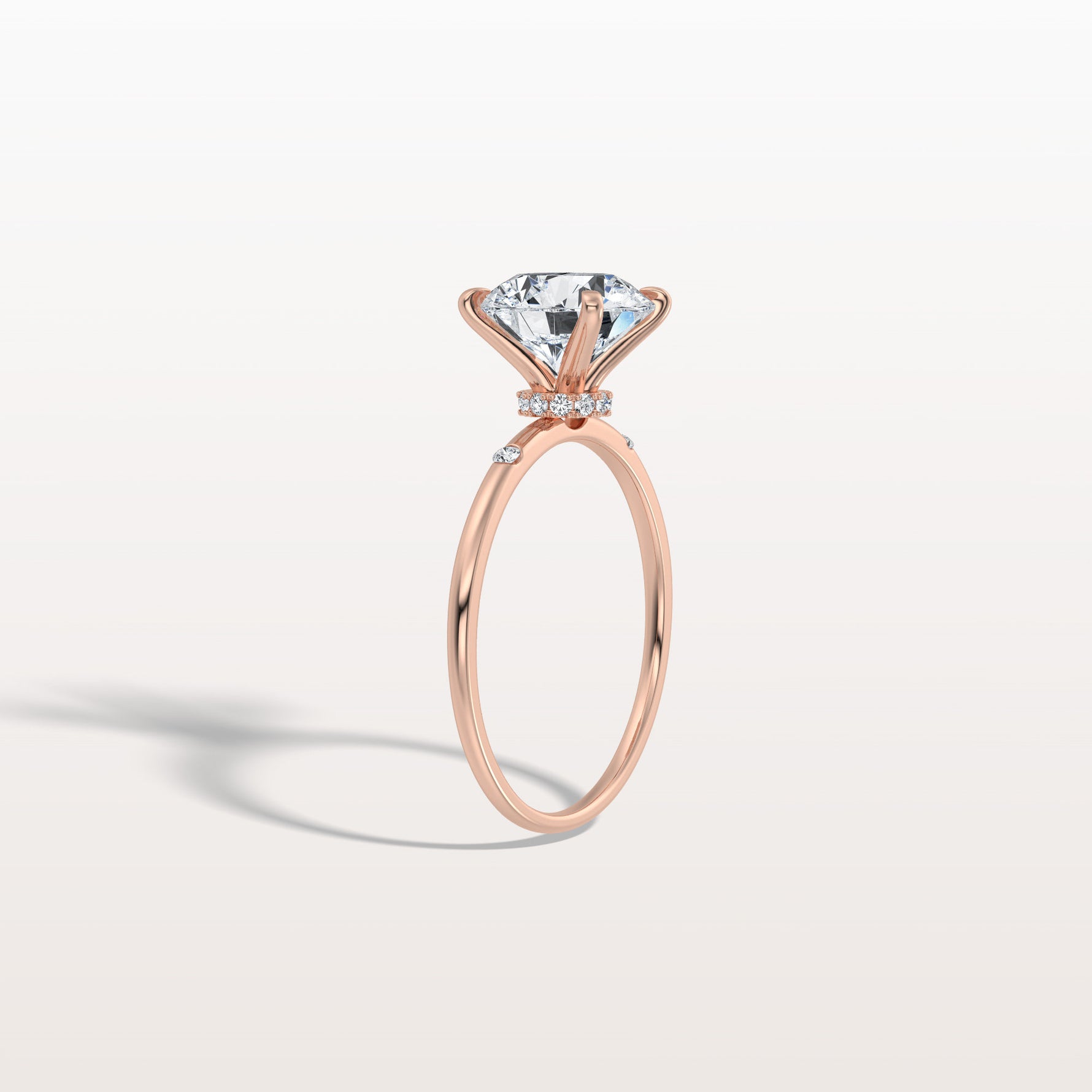 2CT Hidden Halo Lab Diamond Engagement Ring With Side Accents - Rings