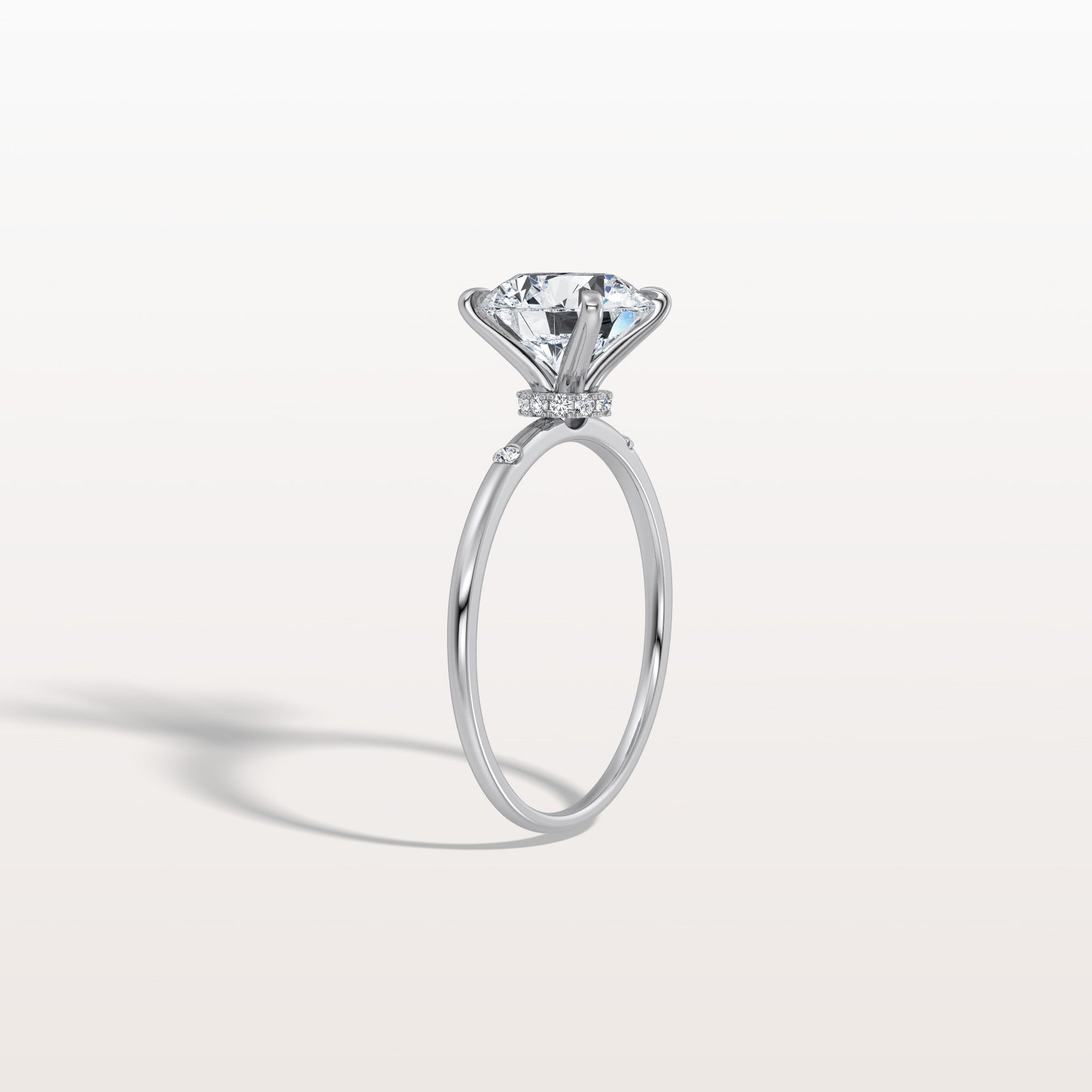 2CT Hidden Halo Lab Diamond Engagement Ring With Side Accents - Rings