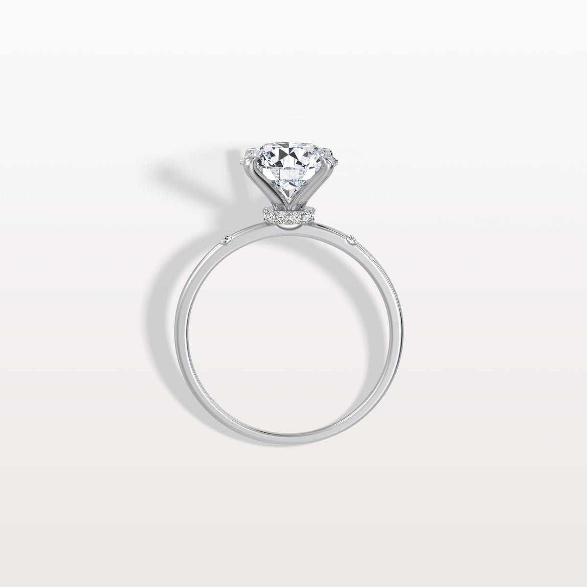 2CT Hidden Halo Lab Diamond Engagement Ring With Side Accents - Rings