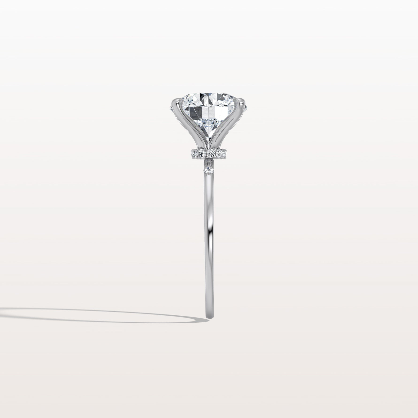 3CT Hidden Halo Lab Diamond Engagement Ring with Side Accents - Rings