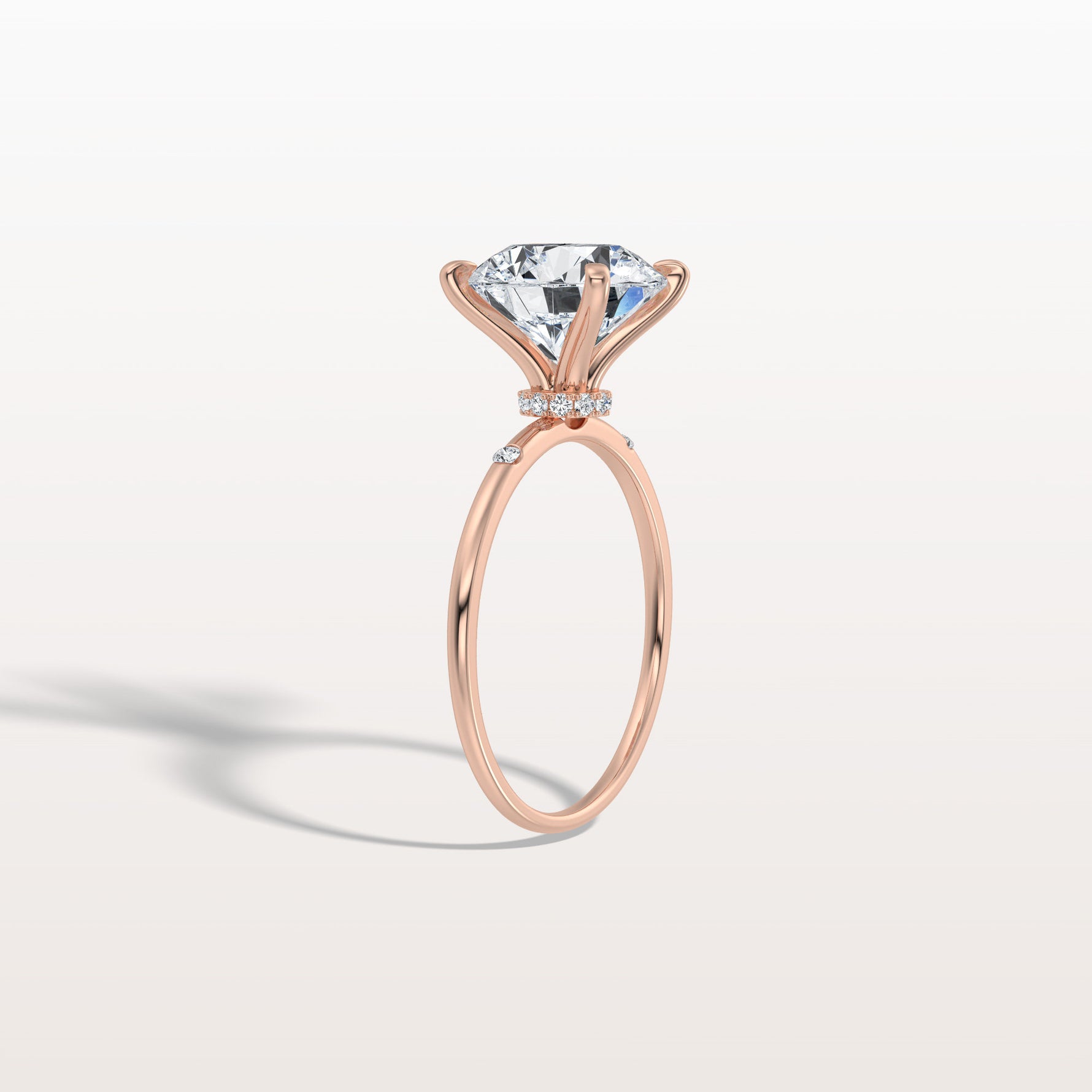 3CT Hidden Halo Lab Diamond Engagement Ring with Side Accents - Rings