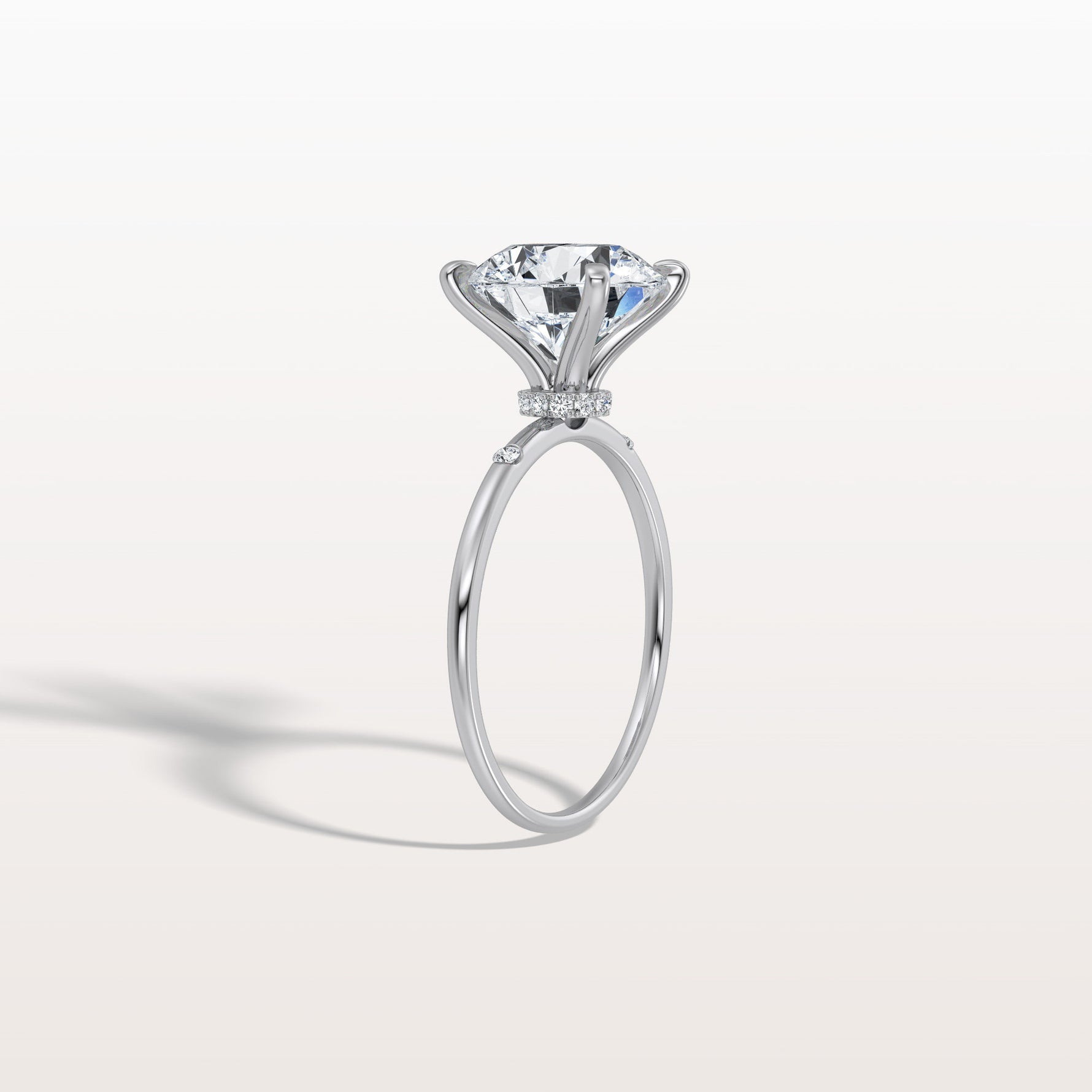 3CT Hidden Halo Lab Diamond Engagement Ring with Side Accents - Rings