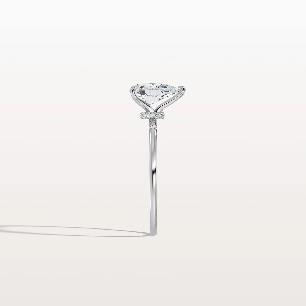 1 CT Lab Grown Pear Engagement Ring with Hidden Halo - Rings