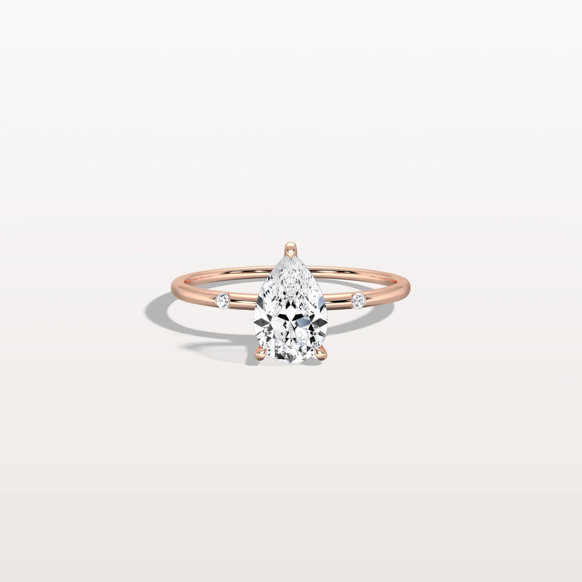 1 CT Lab Grown Pear Engagement Ring with Hidden Halo - Rings
