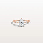 1 CT Lab Grown Pear Engagement Ring with Hidden Halo - Rings