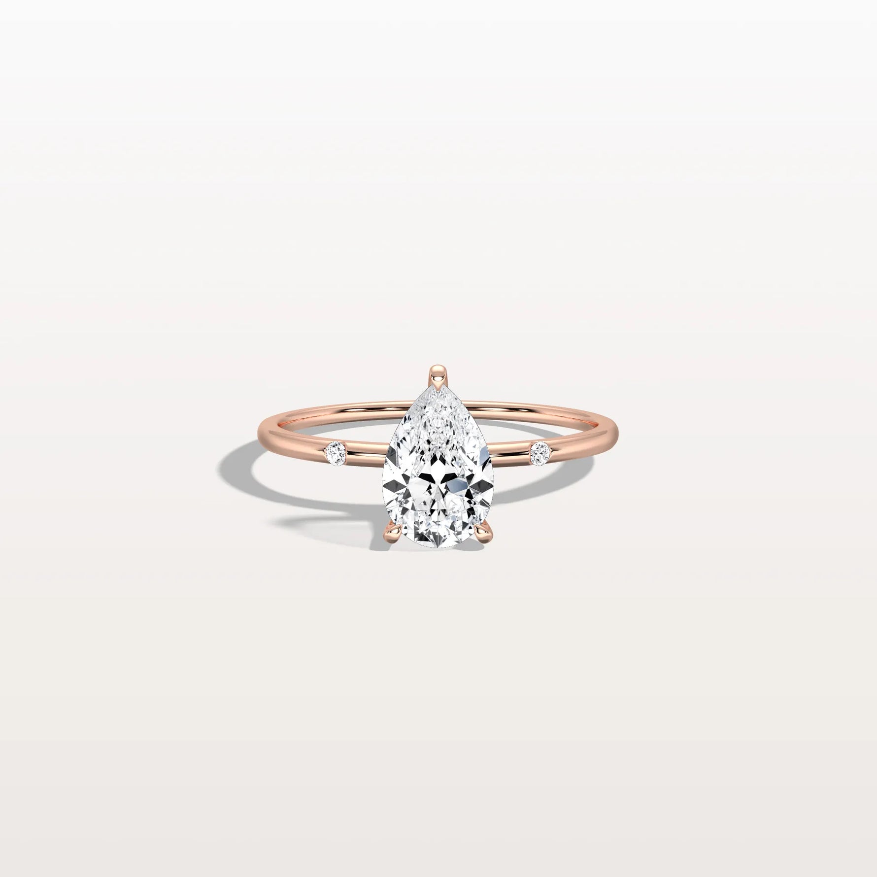 1 CT Lab Grown Pear Engagement Ring with Hidden Halo - Rings