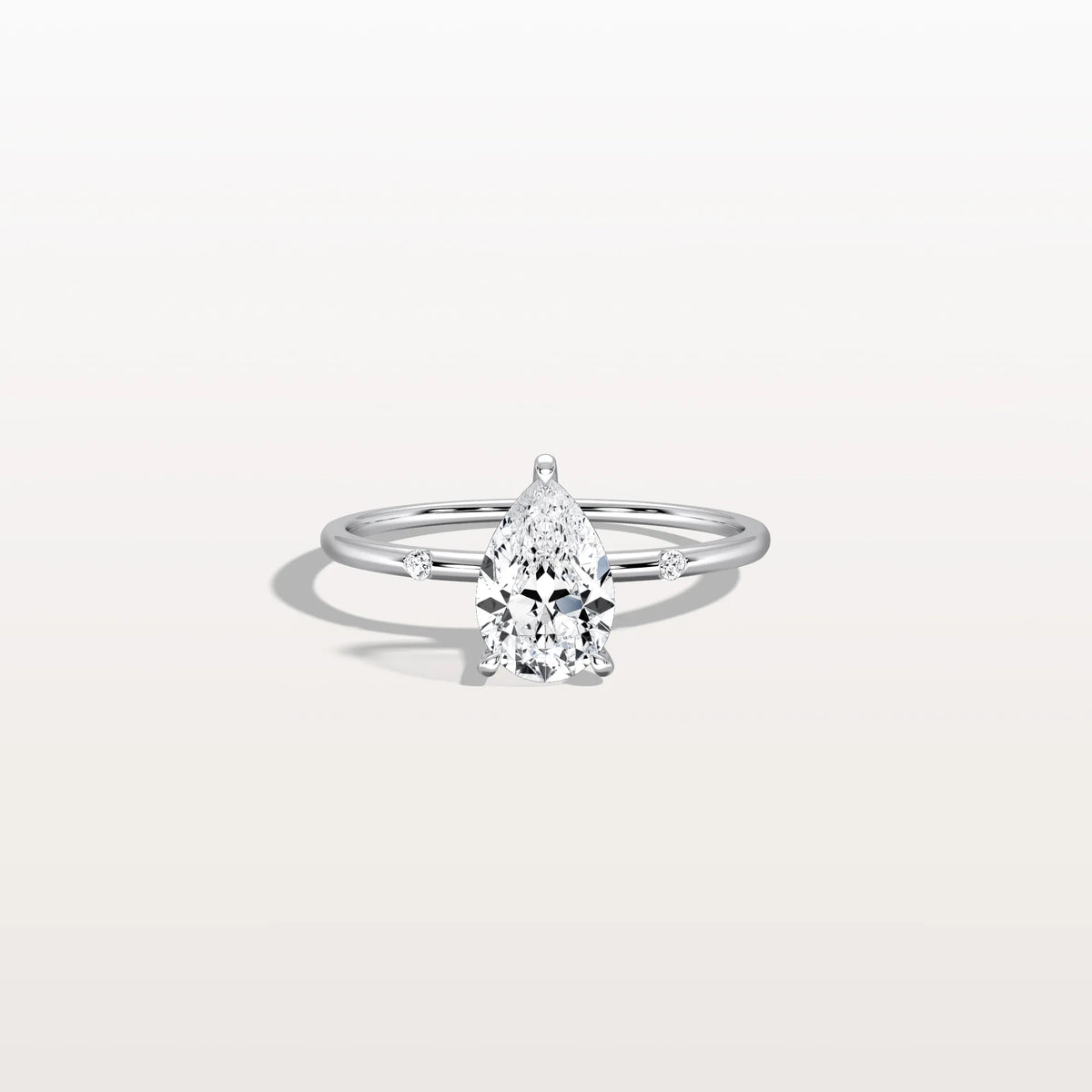 1 CT Lab Grown Pear Engagement Ring with Hidden Halo - Rings