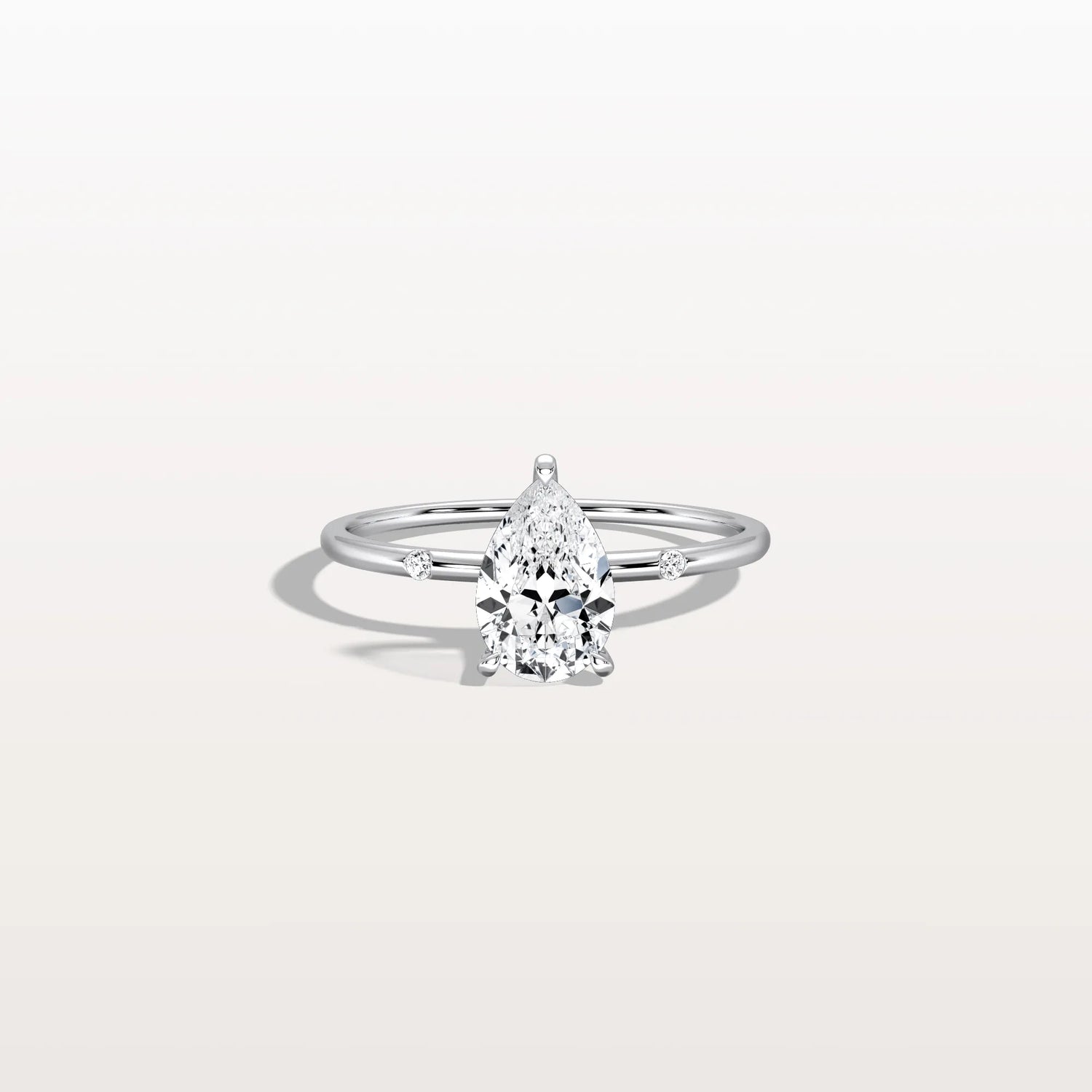 1 CT Lab Grown Pear Engagement Ring with Hidden Halo - Rings