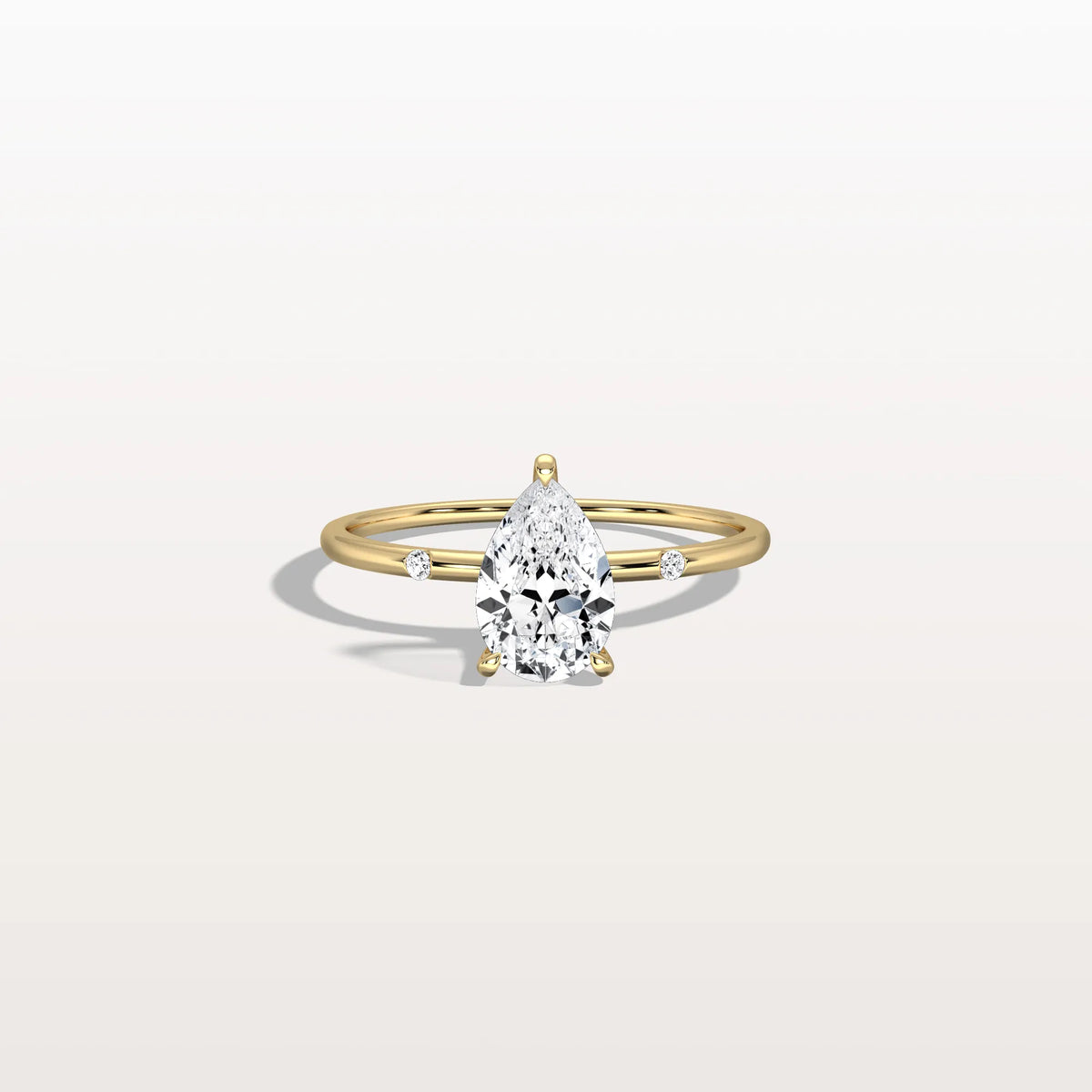1 CT Lab Grown Pear Engagement Ring with Hidden Halo - Rings