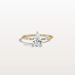 1 CT Lab Grown Pear Engagement Ring with Hidden Halo - Rings
