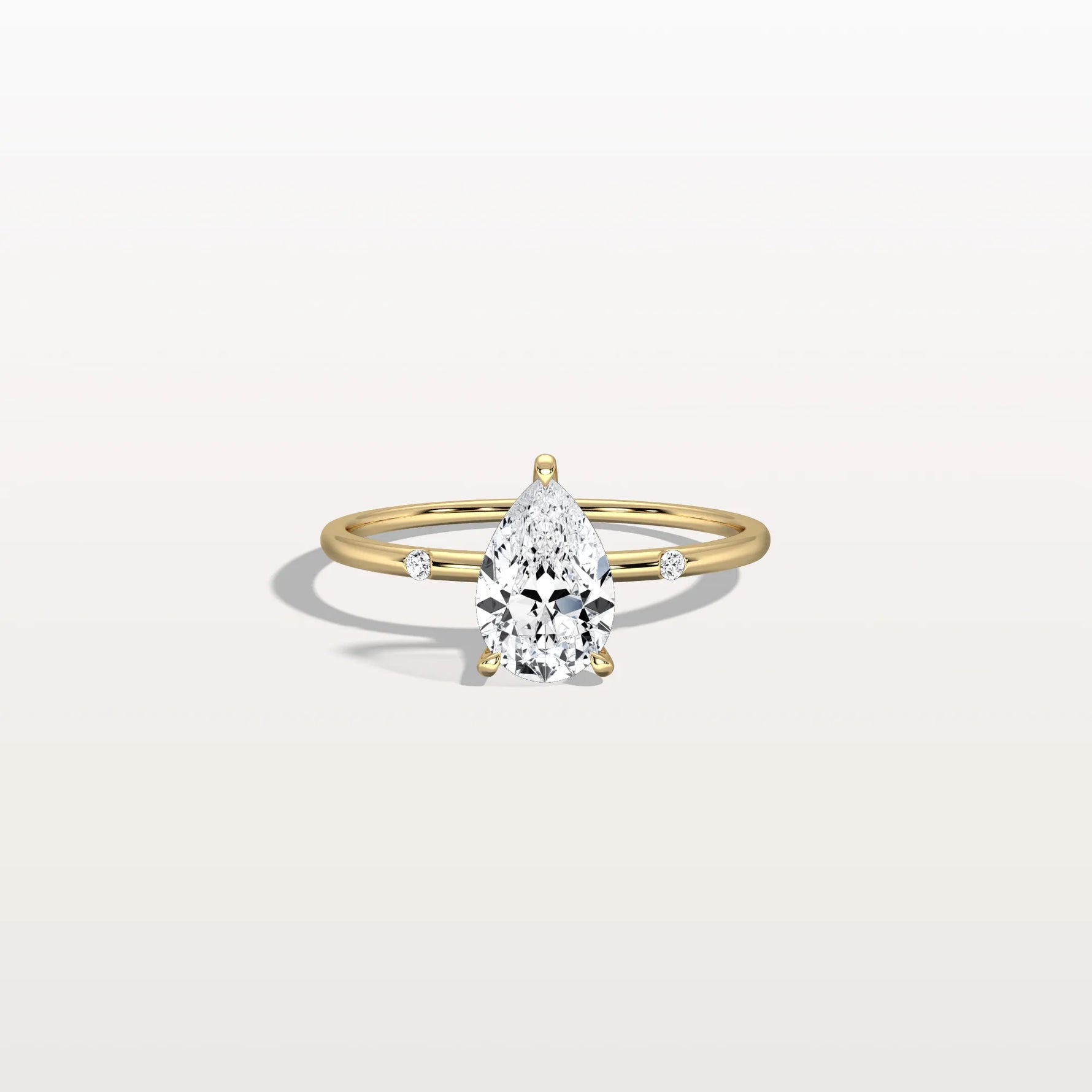 1 CT Lab Grown Pear Engagement Ring with Hidden Halo - Rings