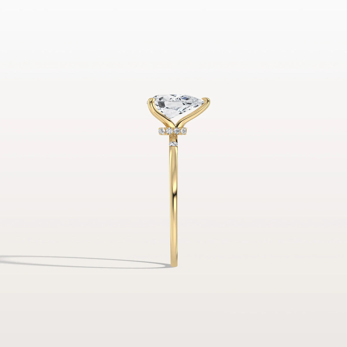 1 CT Lab Grown Pear Engagement Ring with Hidden Halo - Rings