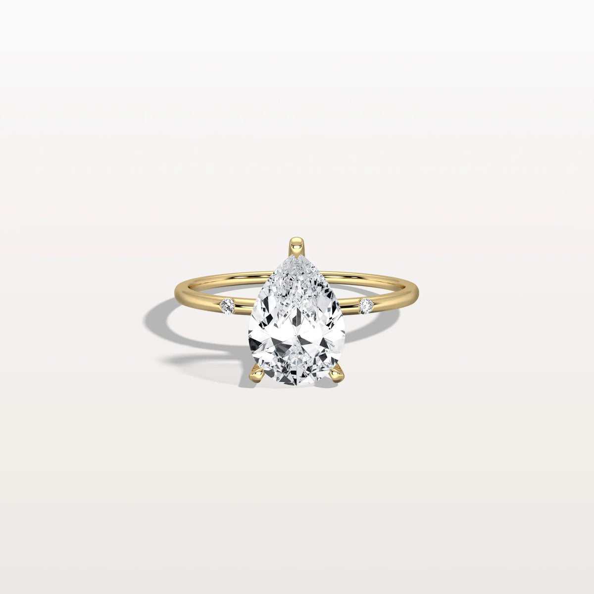 2CT Lab Grown Pear Engagement Ring with Hidden Halo - Rings