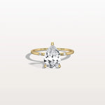 2CT Lab Grown Pear Engagement Ring with Hidden Halo - Rings