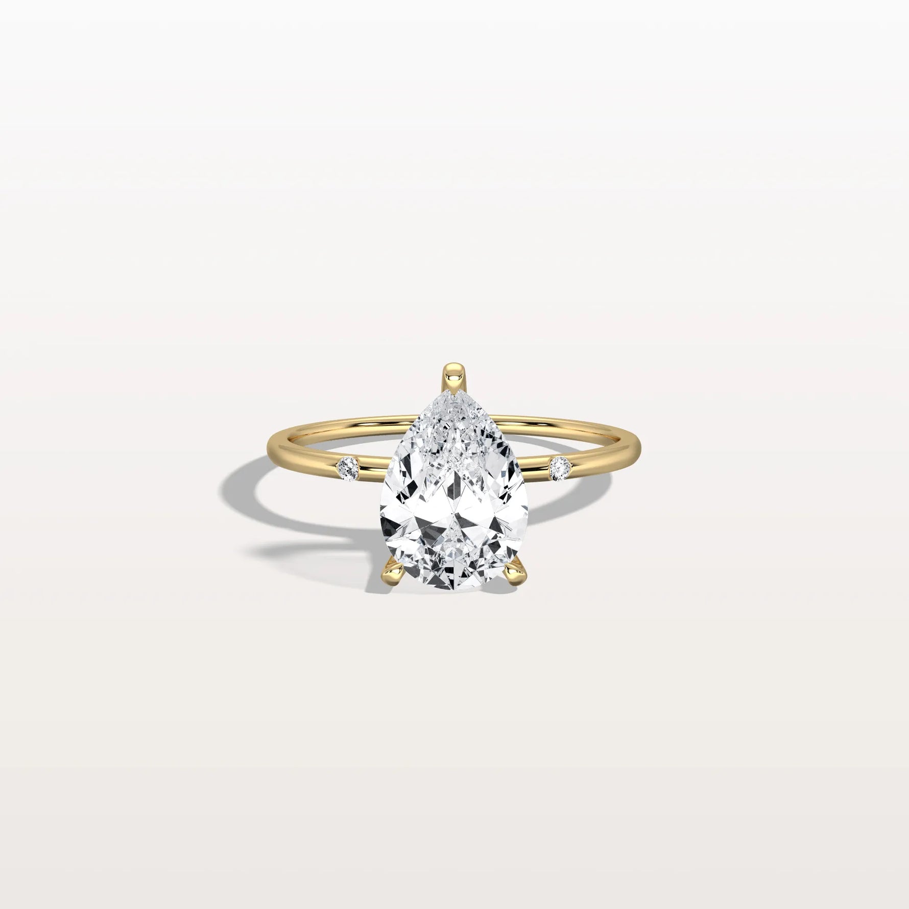2CT Lab Grown Pear Engagement Ring with Hidden Halo - Rings