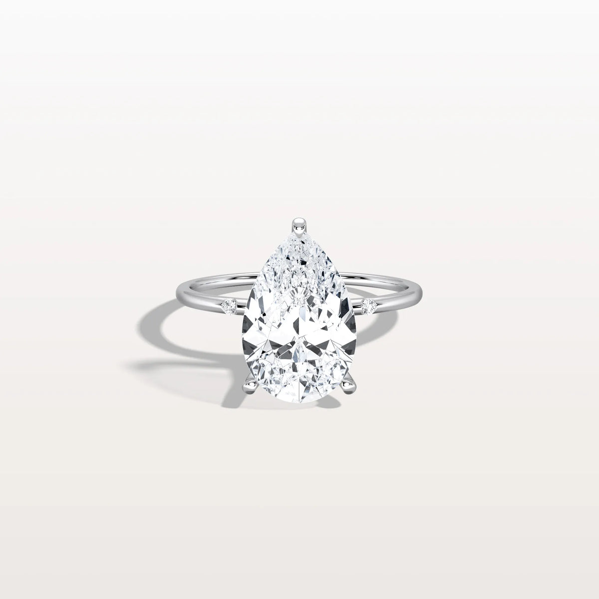 3CT Lab Grown Pear Engagement Ring with Hidden Halo - Rings