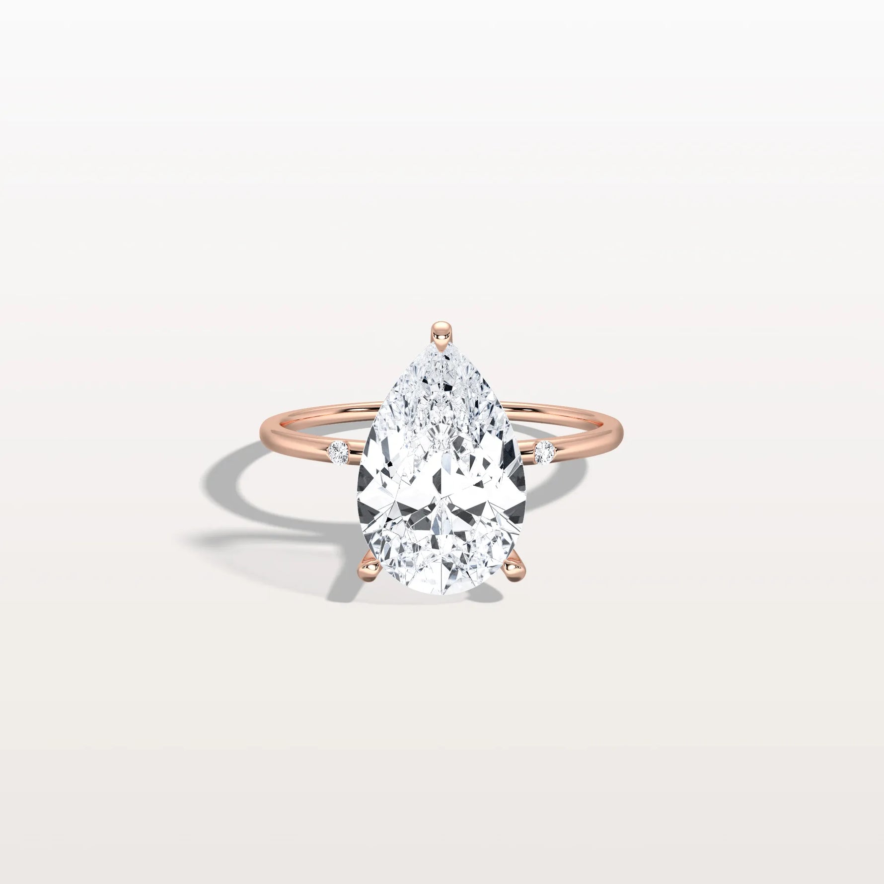 3CT Lab Grown Pear Engagement Ring with Hidden Halo - Rings