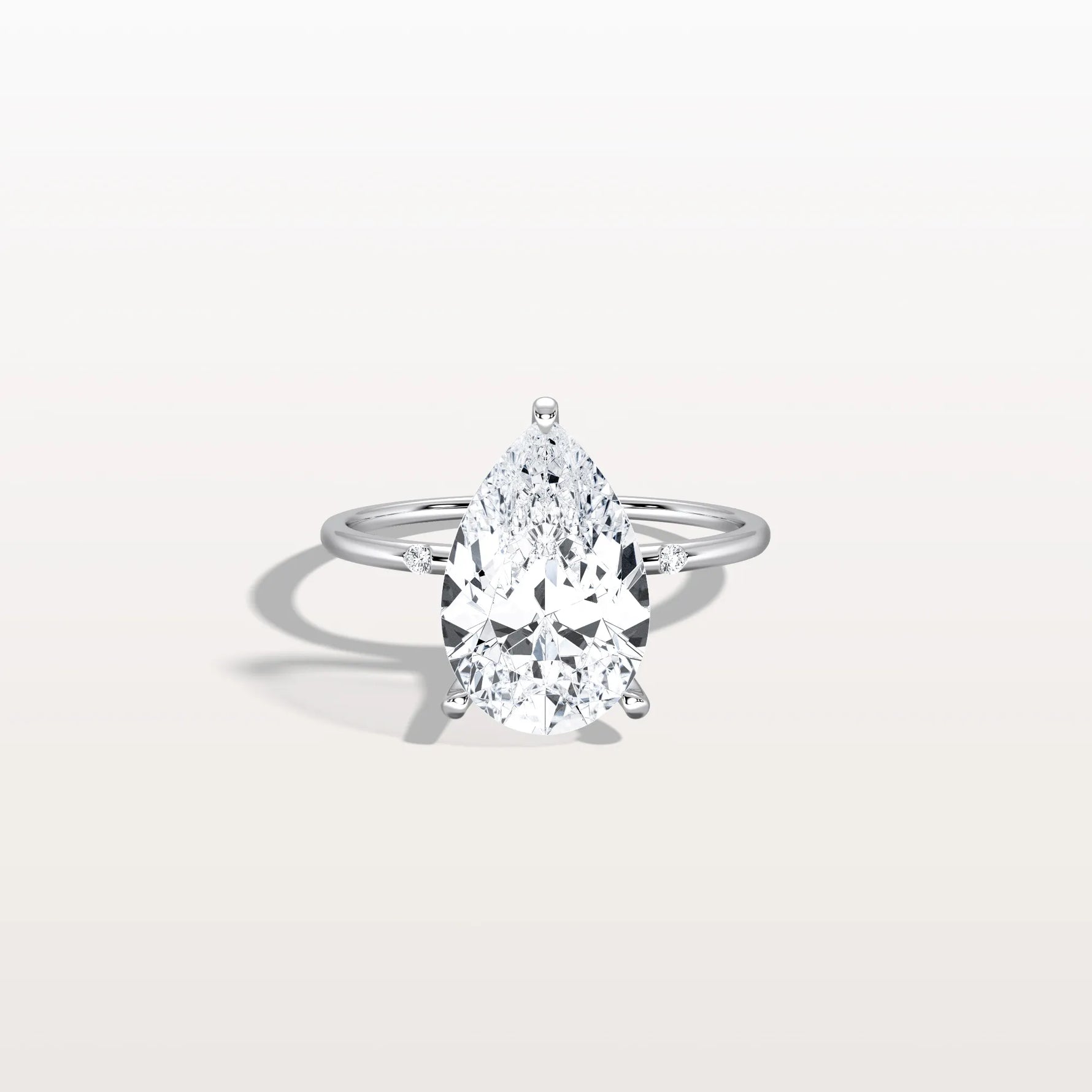 3CT Lab Grown Pear Engagement Ring with Hidden Halo - Rings