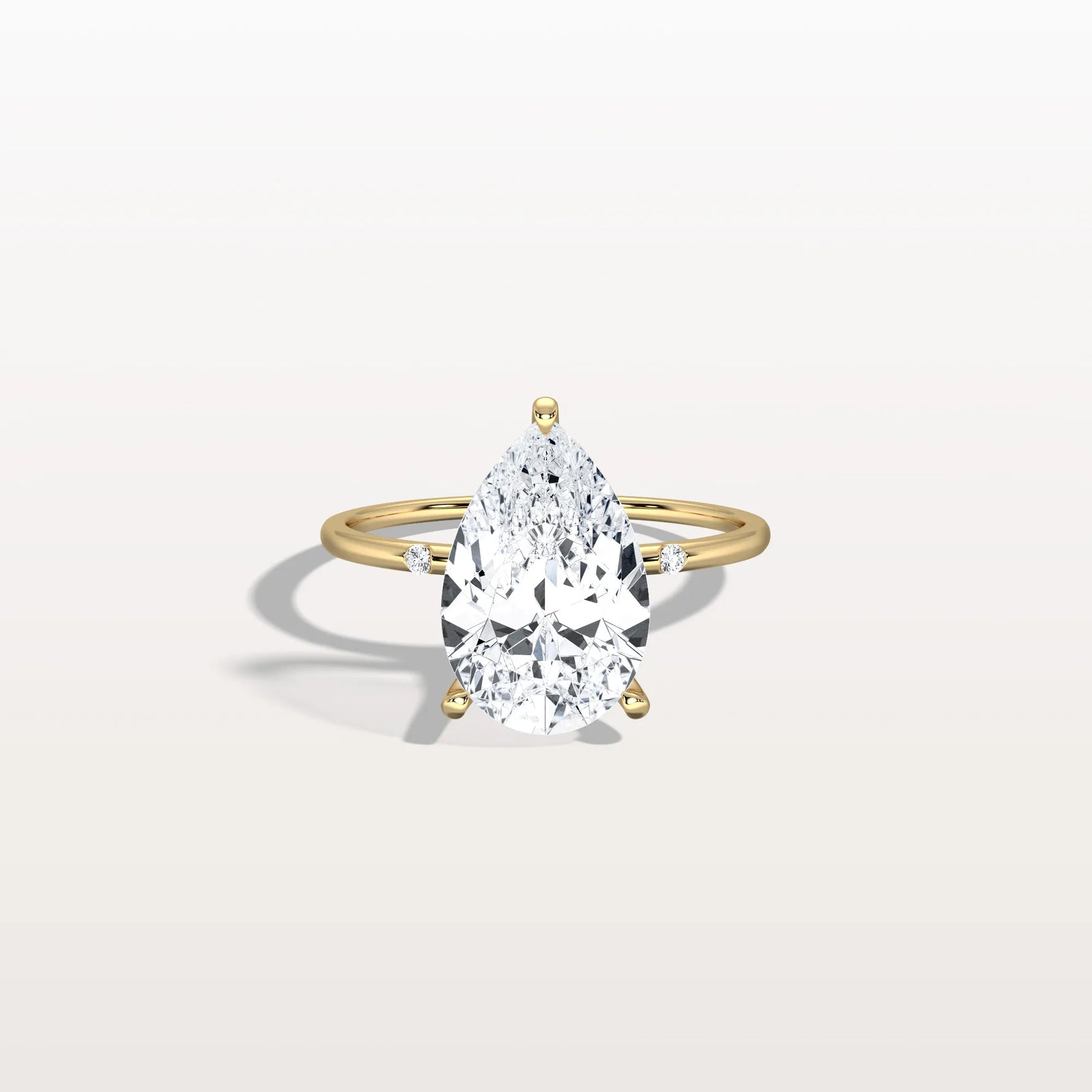 3CT Lab Grown Pear Engagement Ring with Hidden Halo - Rings