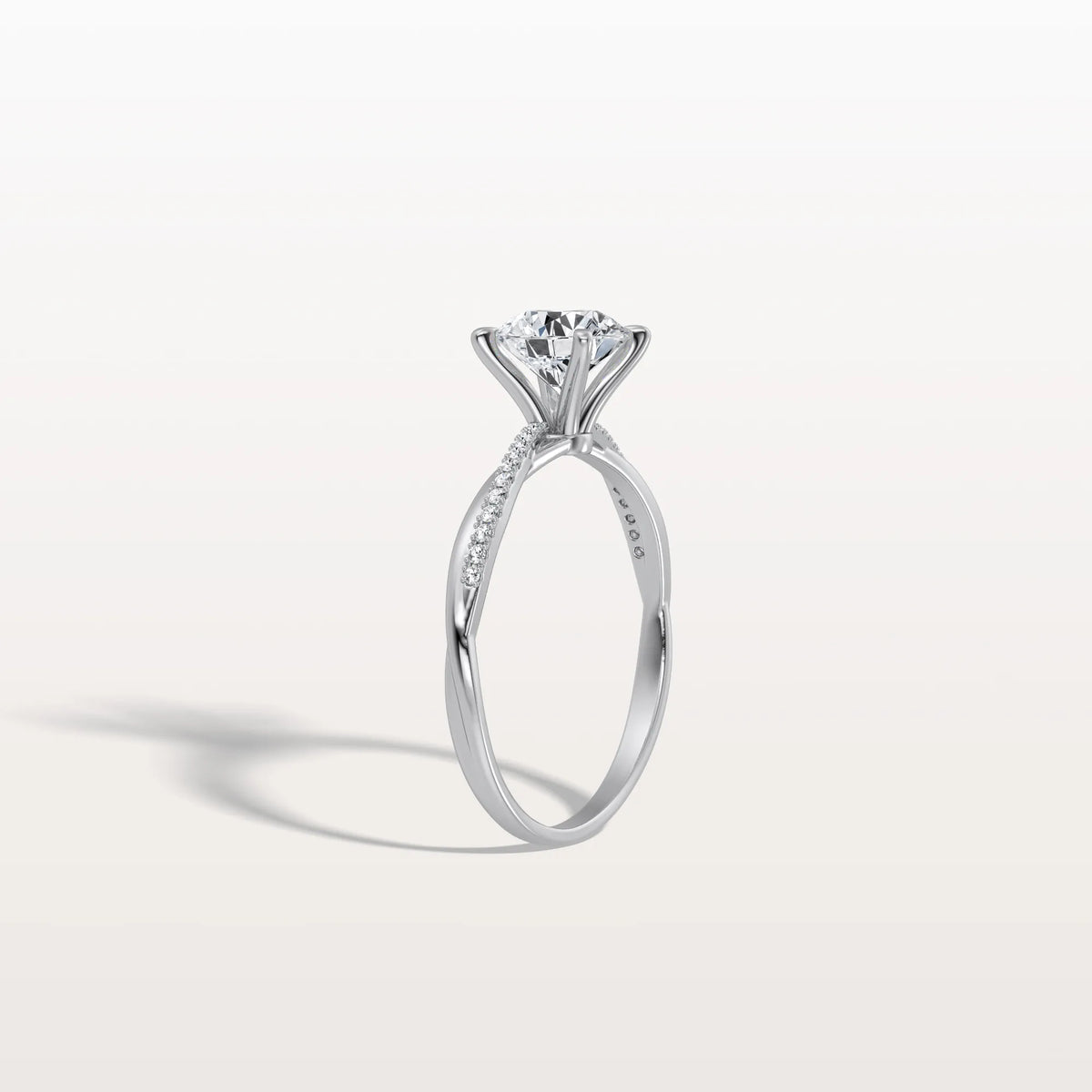 1CT Twisted Engagement Ring with Round Lab Grown Diamond - Rings