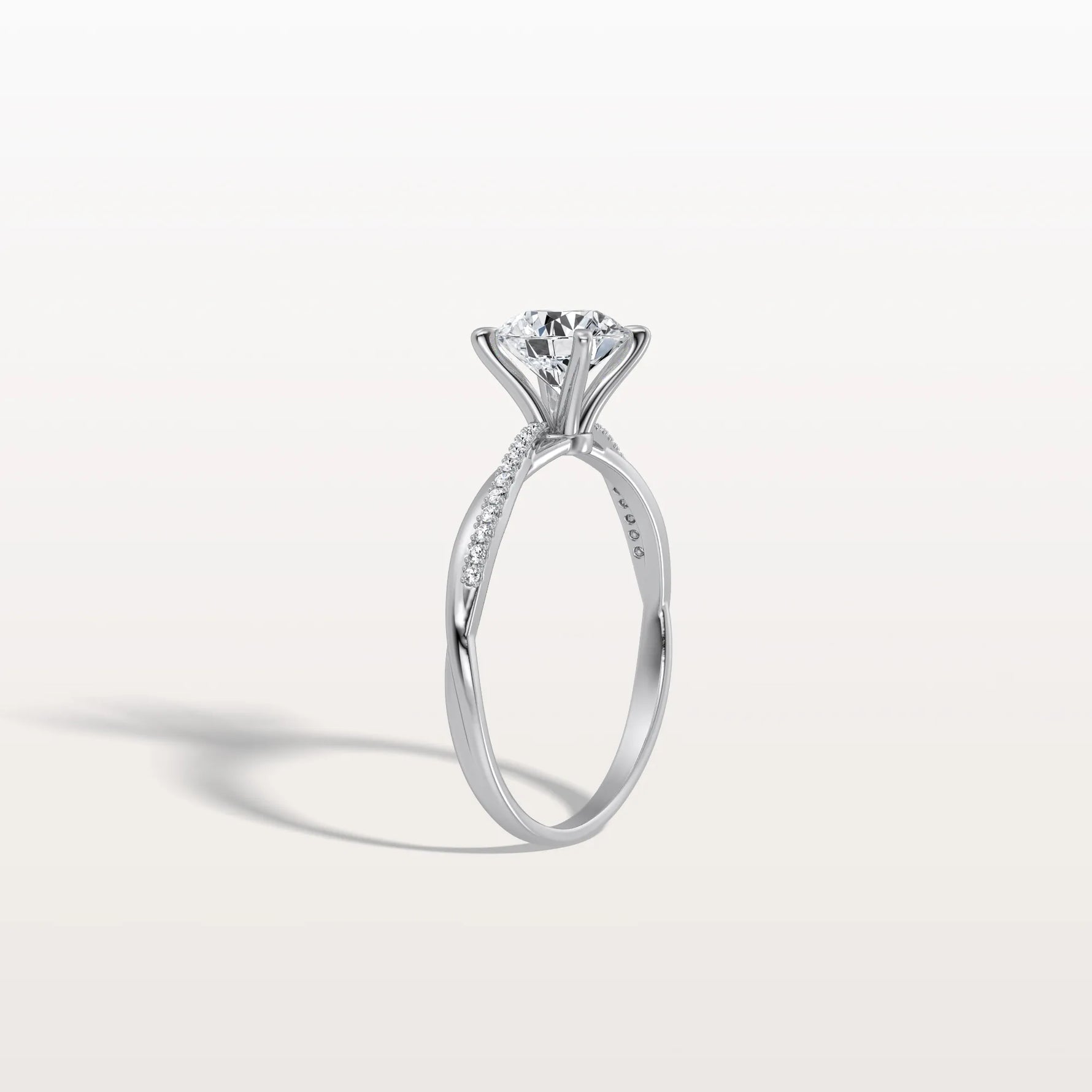 1CT Twisted Engagement Ring with Round Lab Grown Diamond - Rings