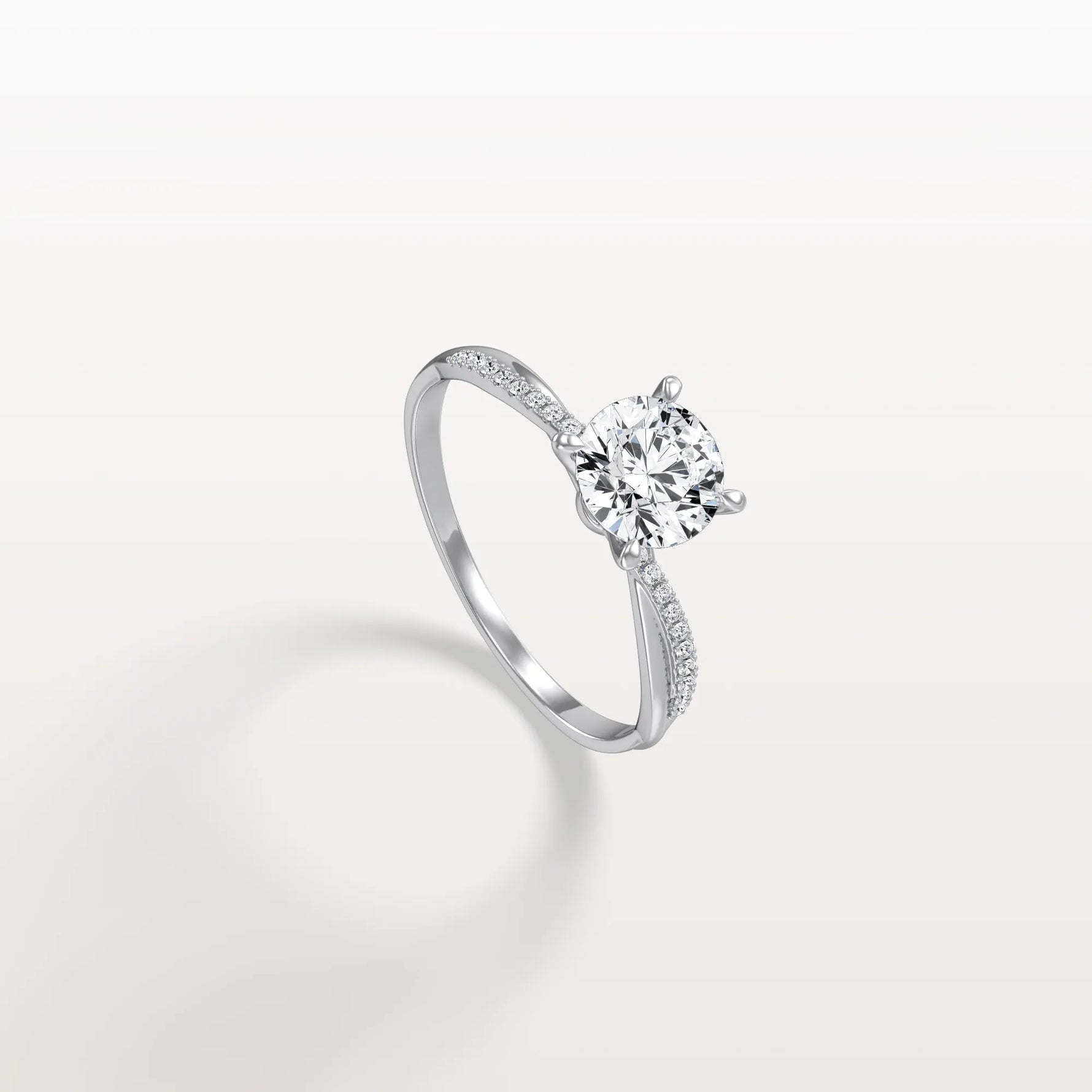 1CT Twisted Engagement Ring with Round Lab Grown Diamond - Rings