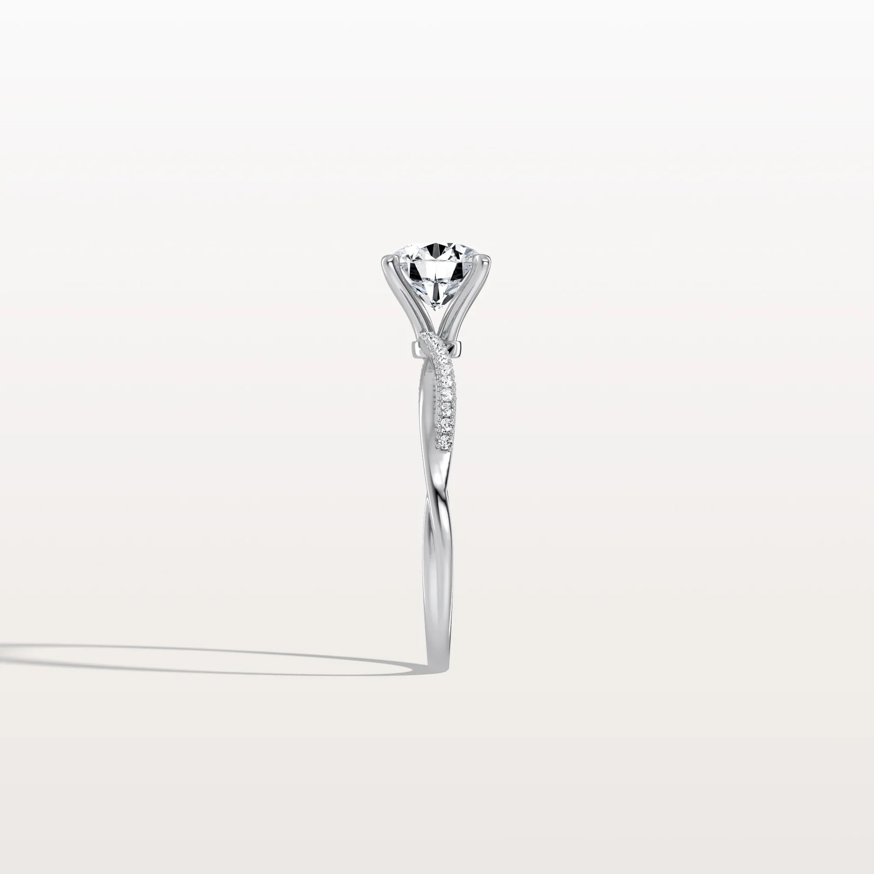 1CT Twisted Engagement Ring with Round Lab Grown Diamond - Rings