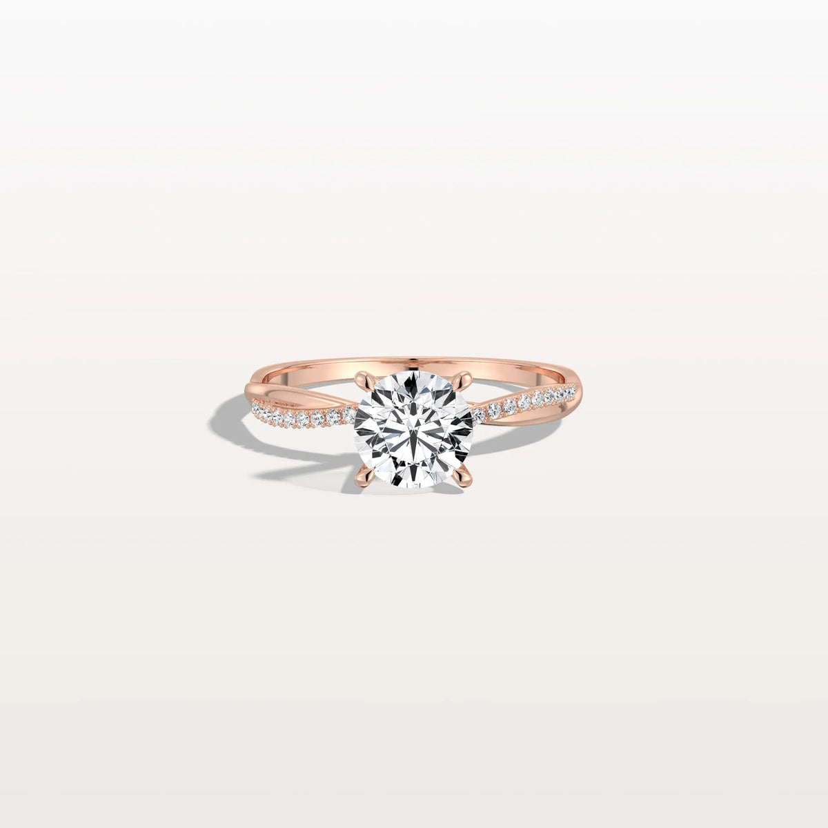 1CT Twisted Engagement Ring with Round Lab Grown Diamond - Rings