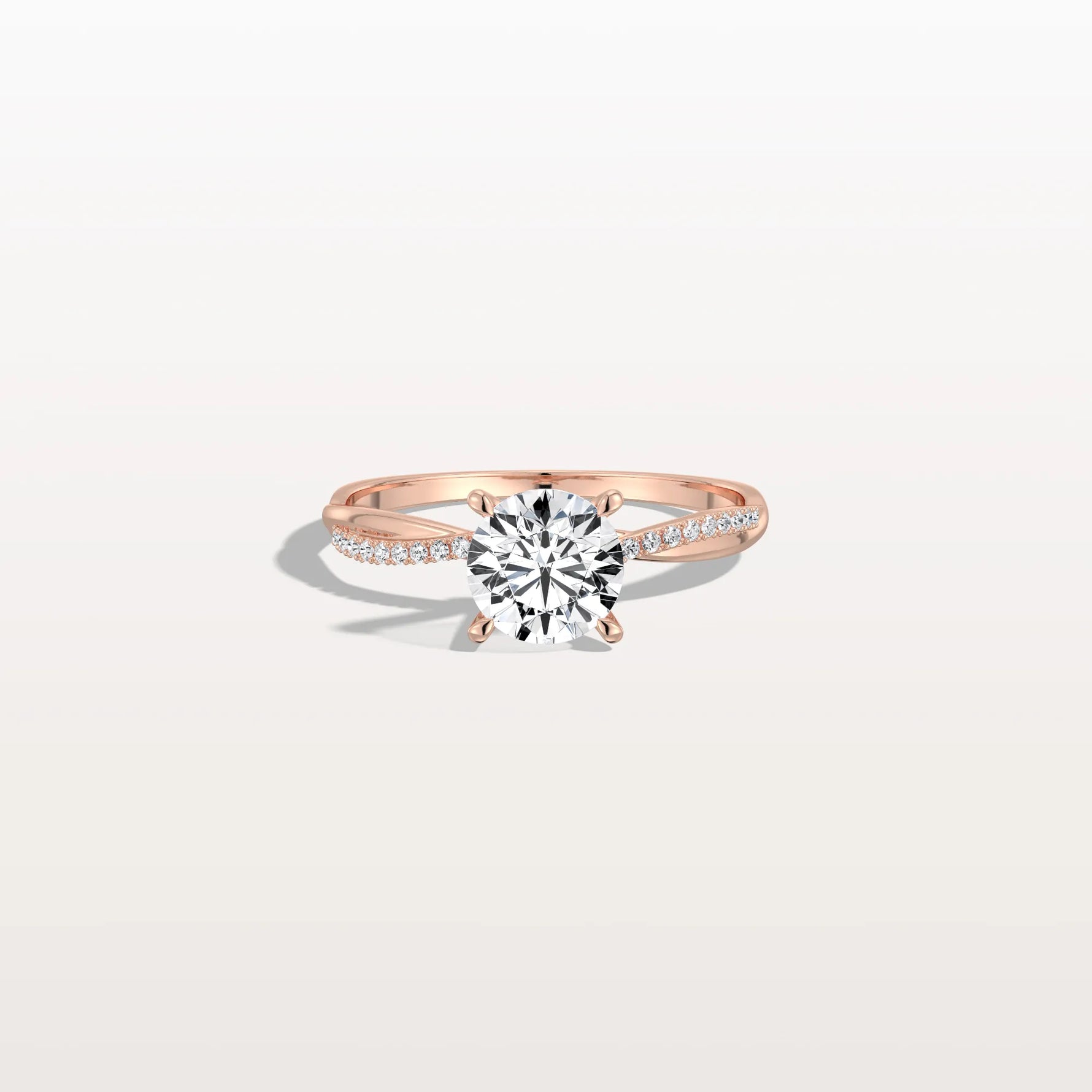 1CT Twisted Engagement Ring with Round Lab Grown Diamond - Rings