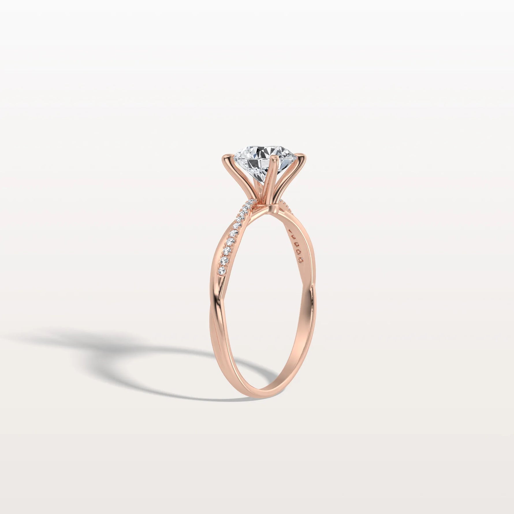 1CT Twisted Engagement Ring with Round Lab Grown Diamond - Rings