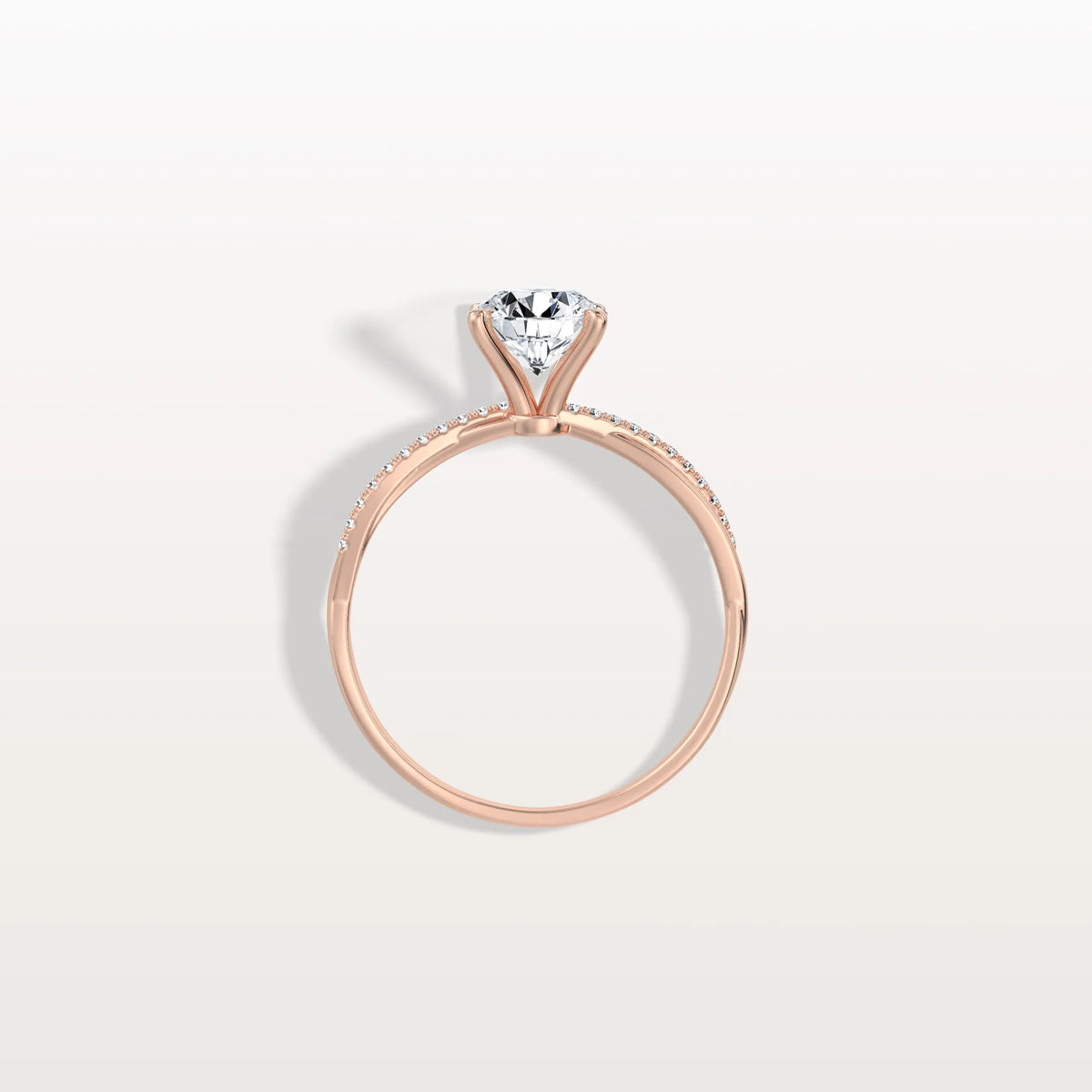 1CT Twisted Engagement Ring with Round Lab Grown Diamond - Rings
