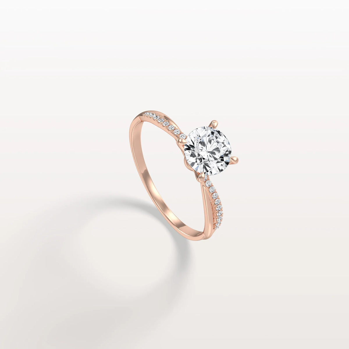 1CT Twisted Engagement Ring with Round Lab Grown Diamond - Rings