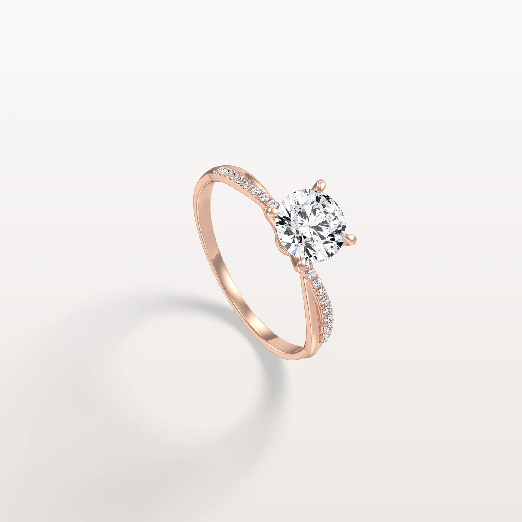 1CT Twisted Engagement Ring with Round Lab Grown Diamond - Rings