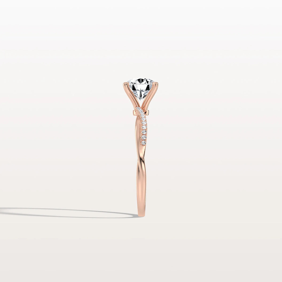 1CT Twisted Engagement Ring with Round Lab Grown Diamond - Rings