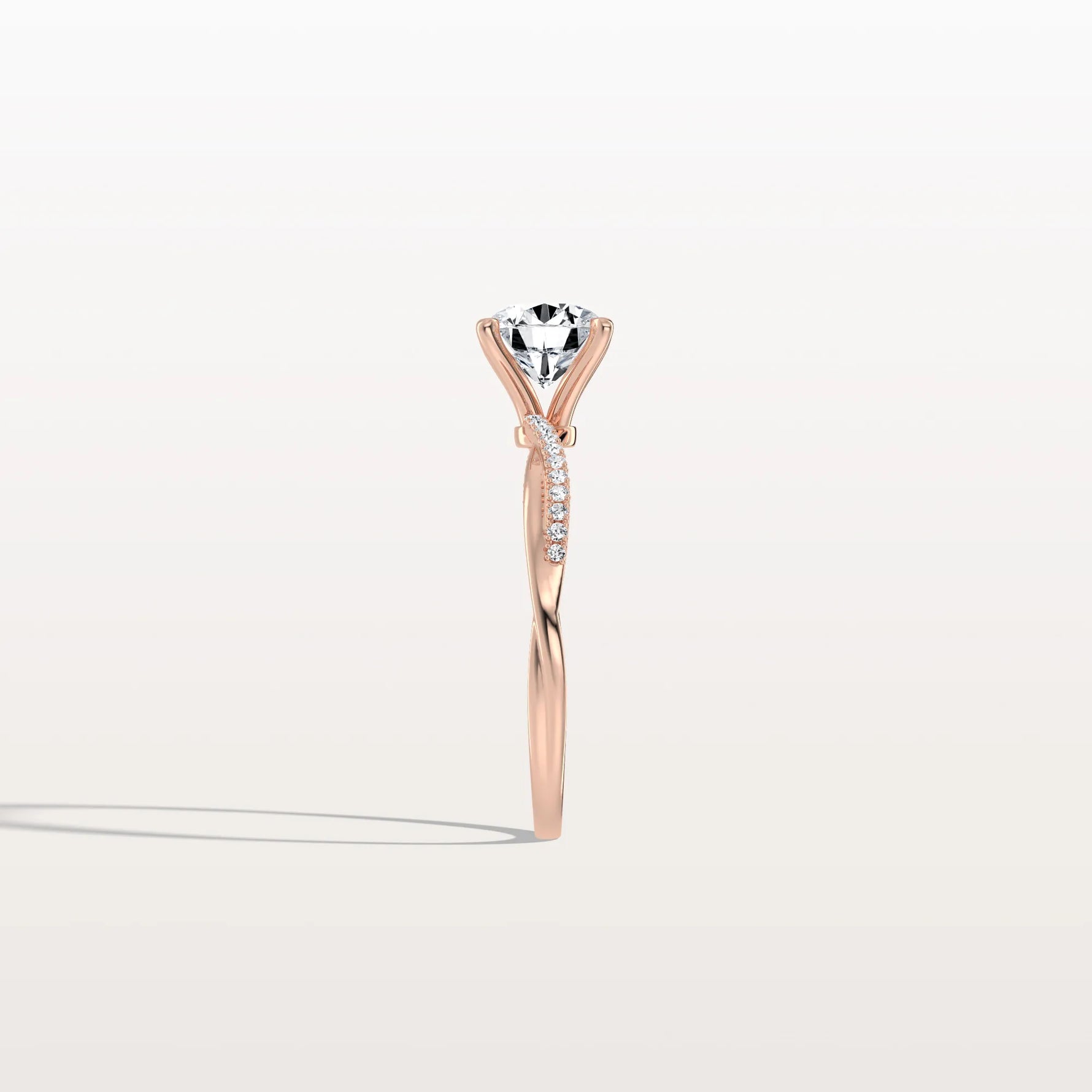 1CT Twisted Engagement Ring with Round Lab Grown Diamond - Rings