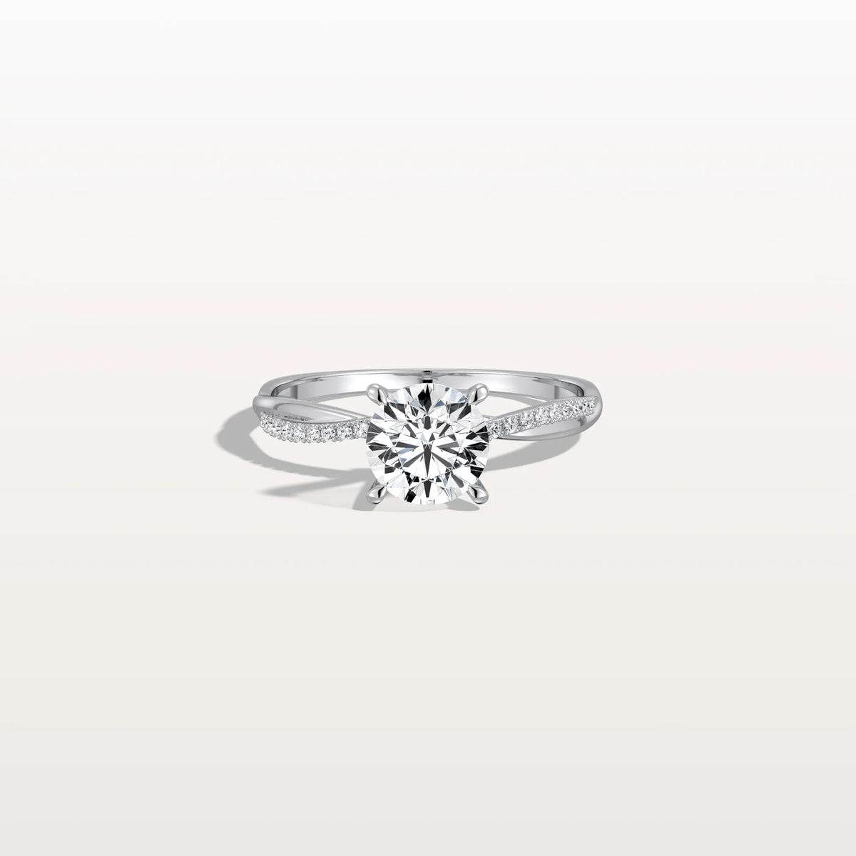1CT Twisted Engagement Ring with Round Lab Grown Diamond - Rings