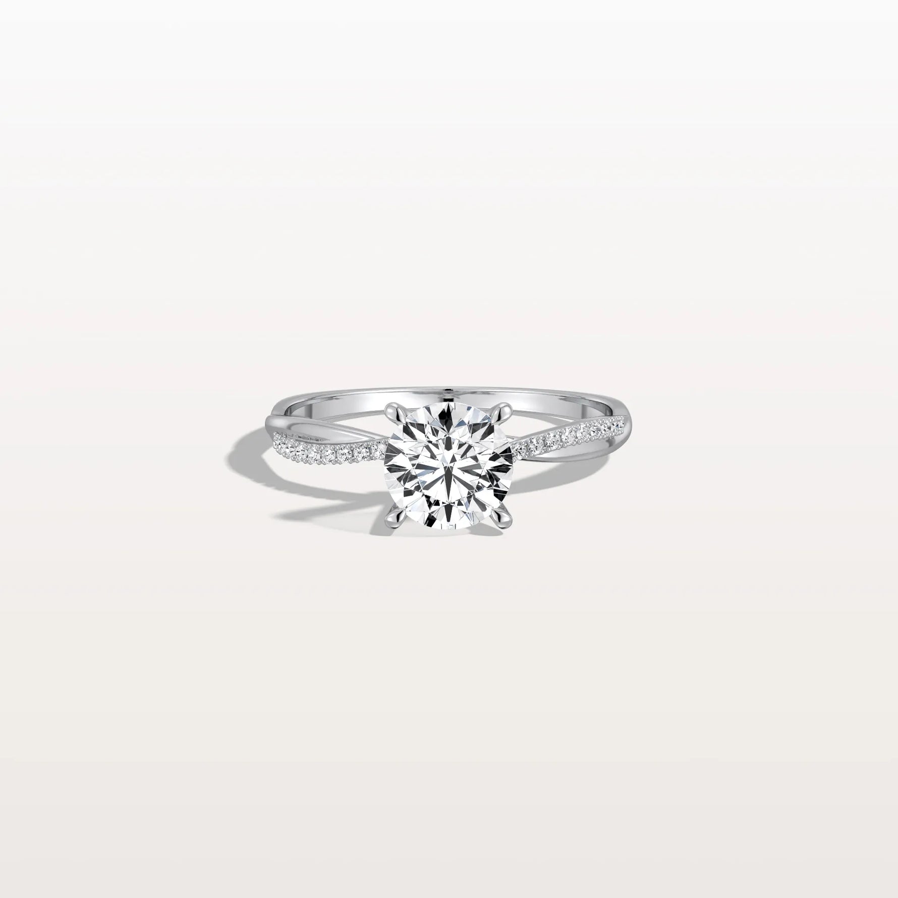 1CT Twisted Engagement Ring with Round Lab Grown Diamond - Rings