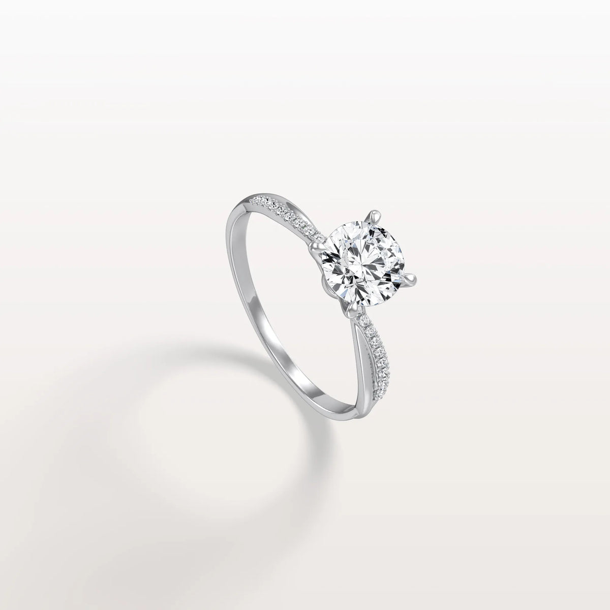 1CT Twisted Engagement Ring with Round Lab Grown Diamond - Rings