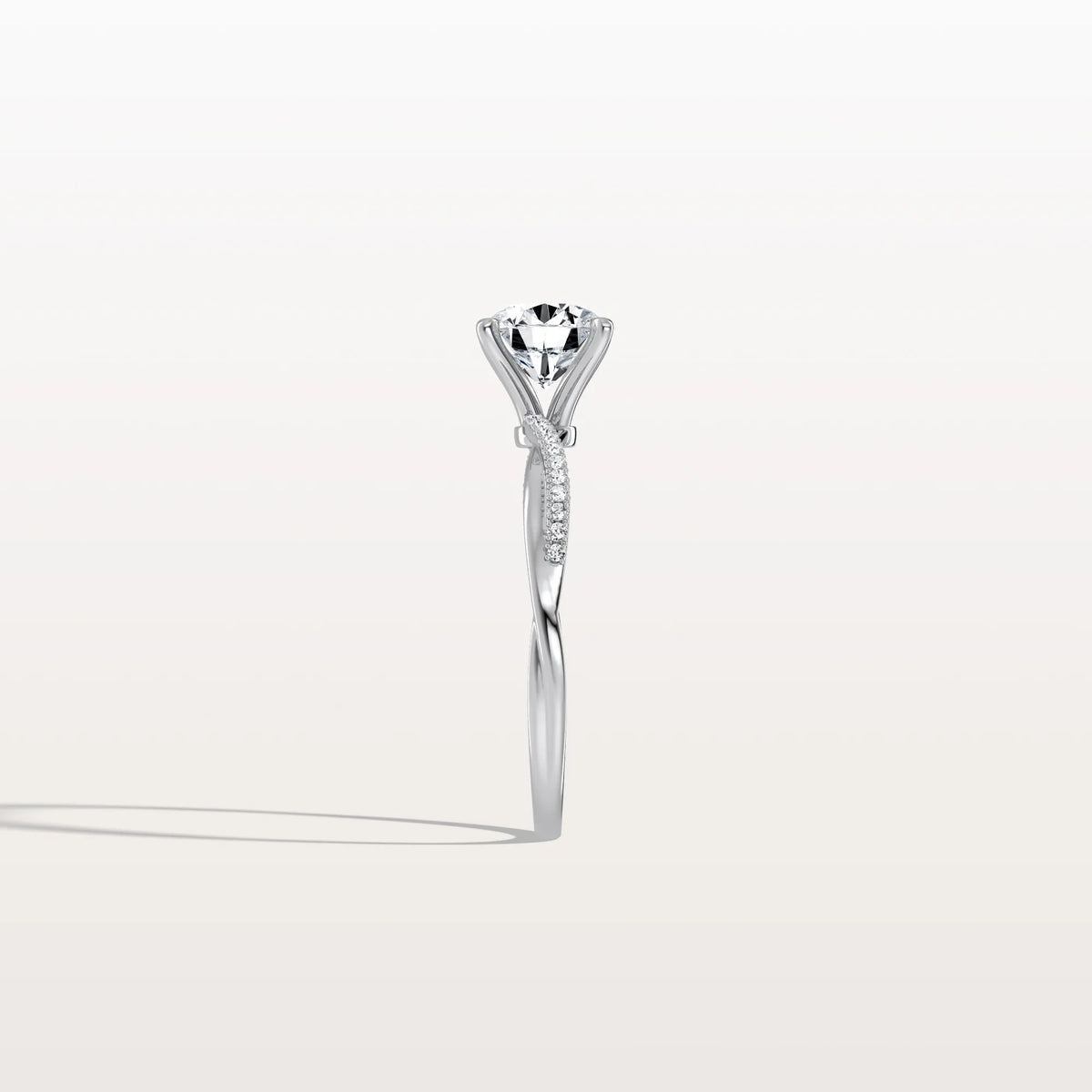 1CT Twisted Engagement Ring with Round Lab Grown Diamond - Rings