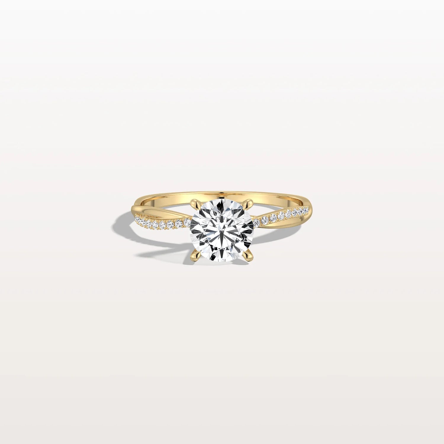 1CT Twisted Engagement Ring with Round Lab Grown Diamond - Rings