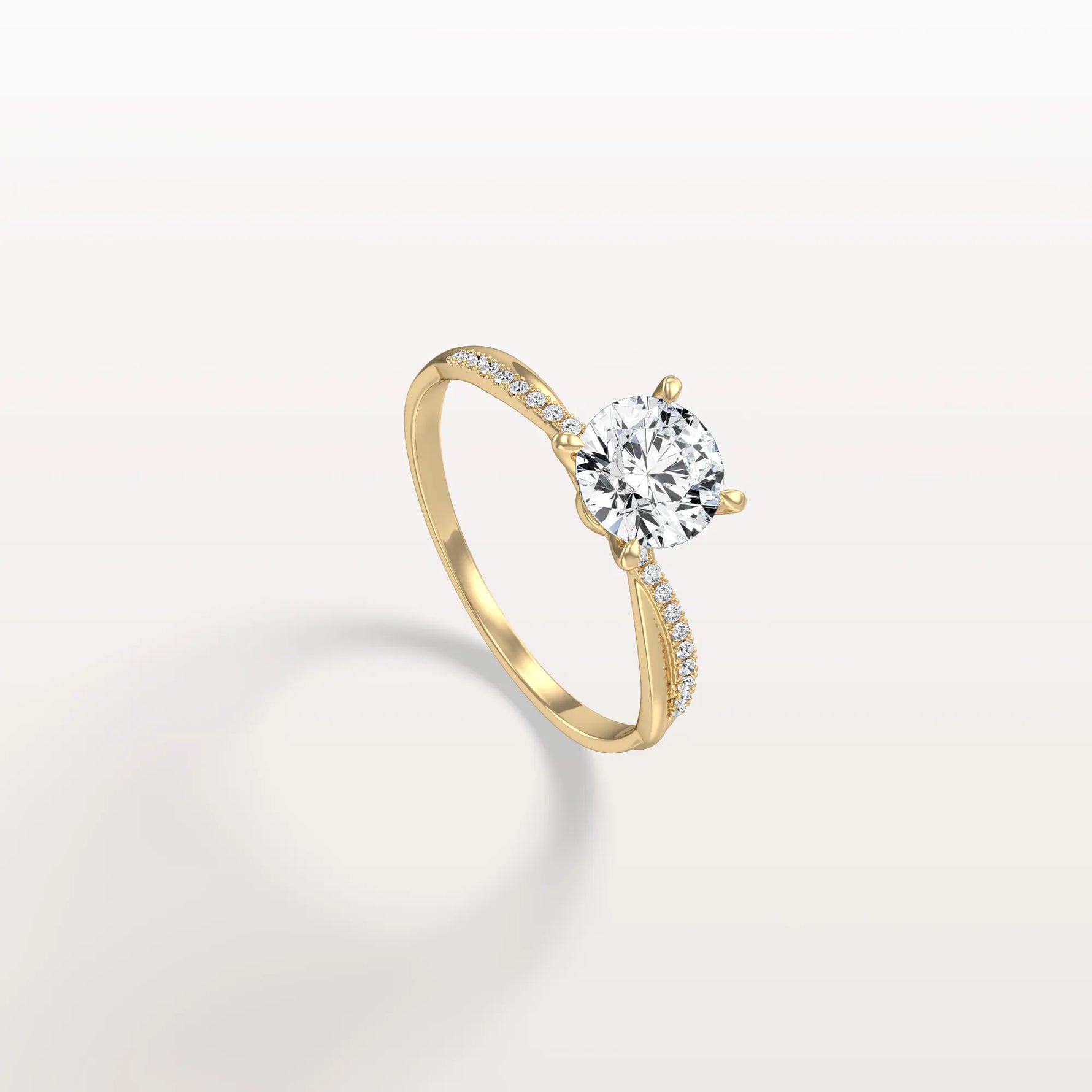 1CT Twisted Engagement Ring with Round Lab Grown Diamond - Rings